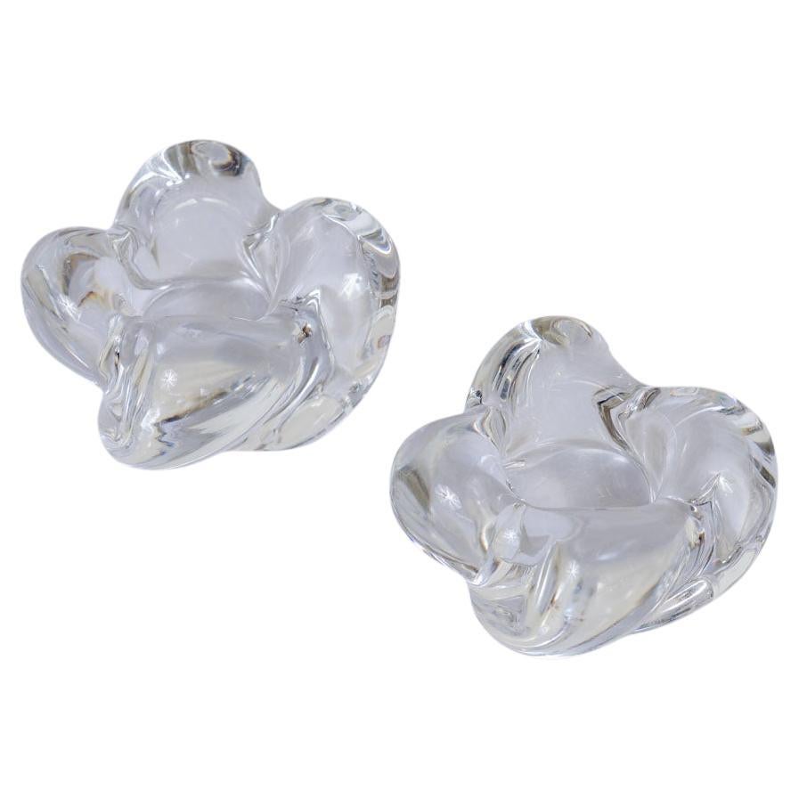 1950s Pair of French Glass Candle Holders