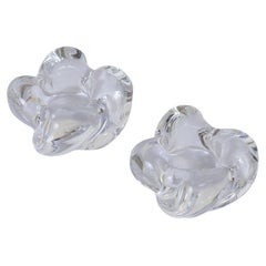 1950s Pair of French Glass Candle Holders