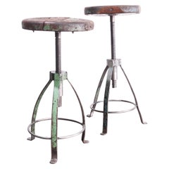 Used 1950s Pair of French Industrial Swiveling Welders Stools