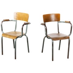 1950s Pair of French Mullca Armchairs, Dining Chairs, Desk Chairs