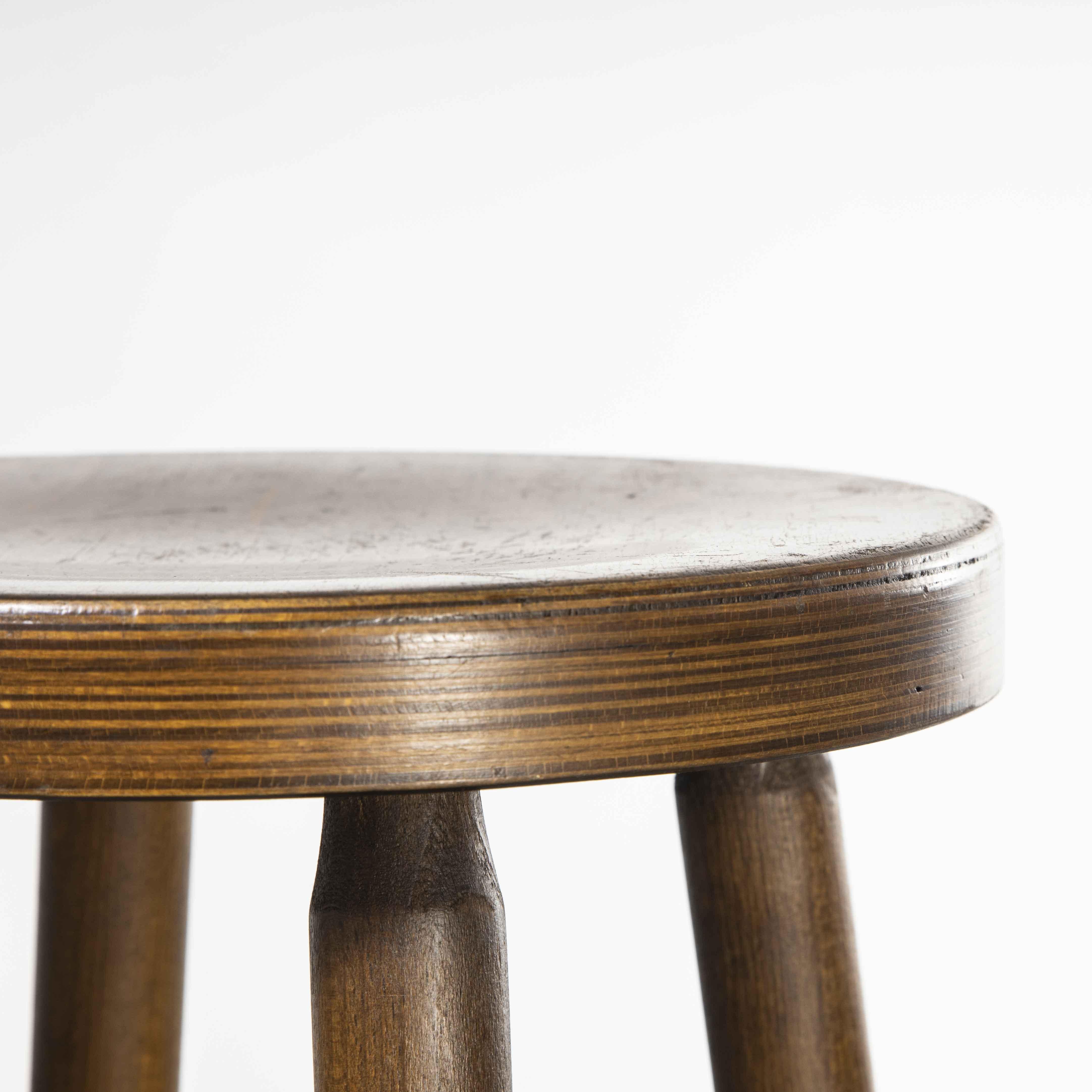 Birch 1950's Pair of French Simple Walnut Bar Stools
