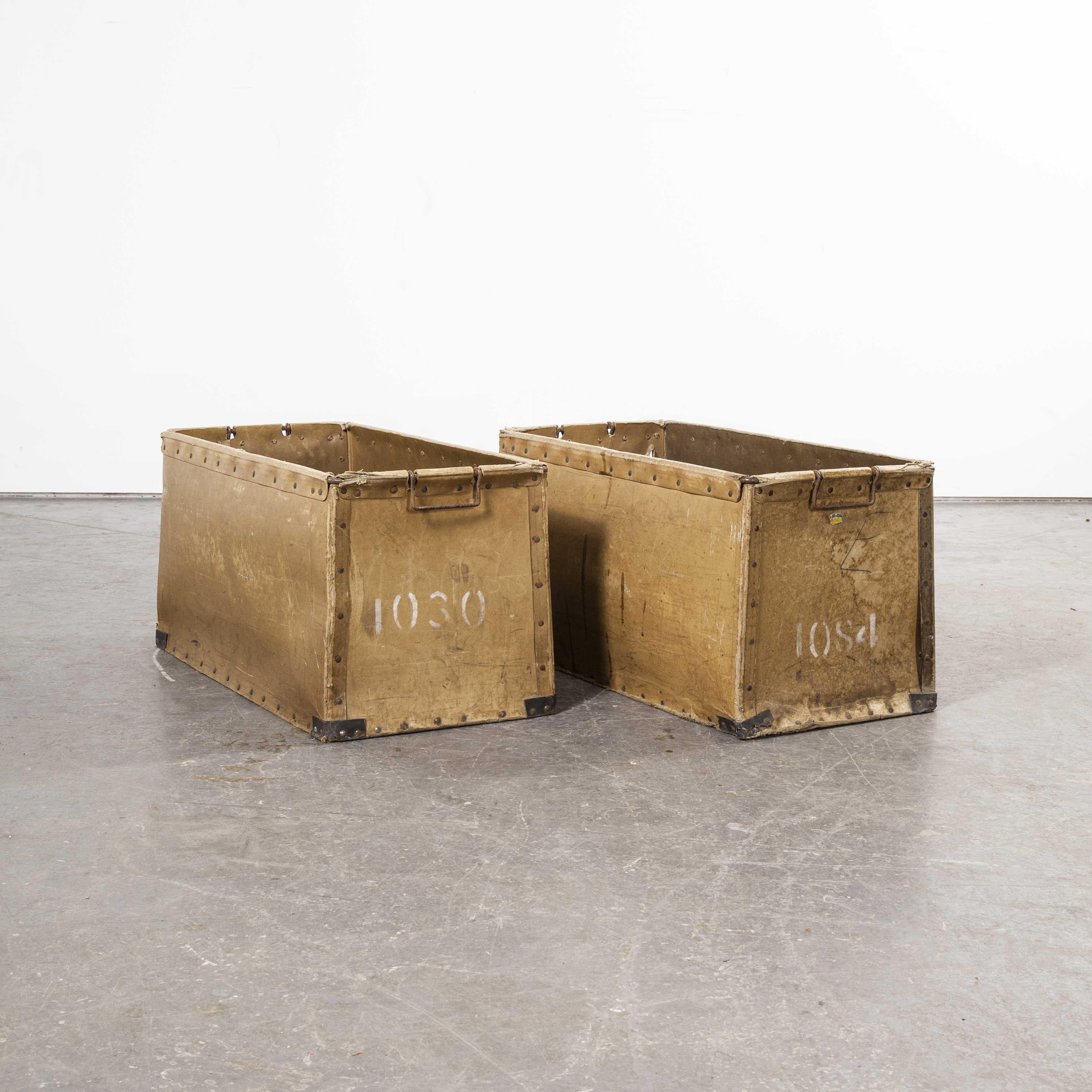 Mid-20th Century 1950s Pair of French Vulcanised Card Industrial Crates