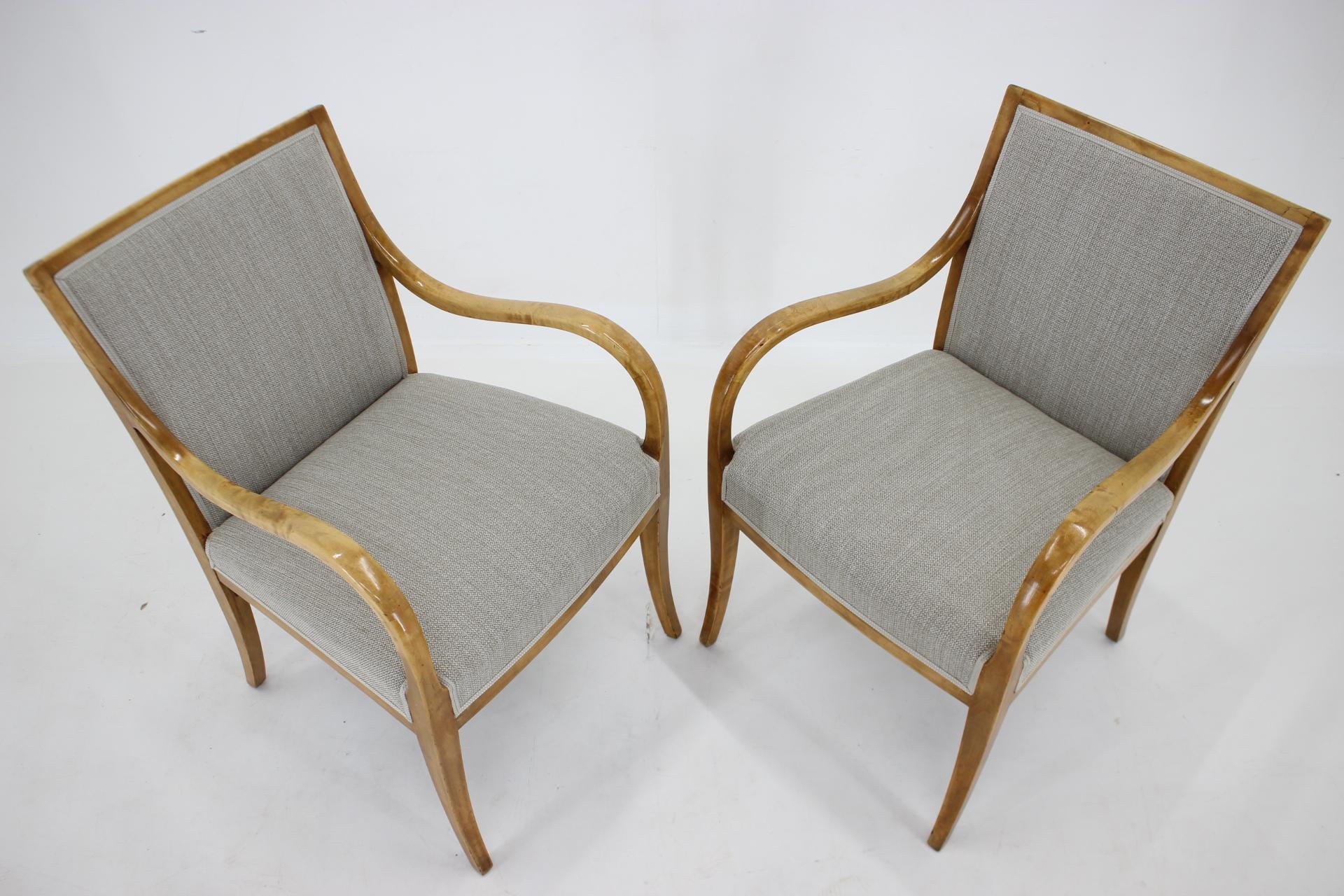 1950s Pair of Frits Henningsen Armchairs in Birch Wood, Denmark In Good Condition For Sale In Praha, CZ