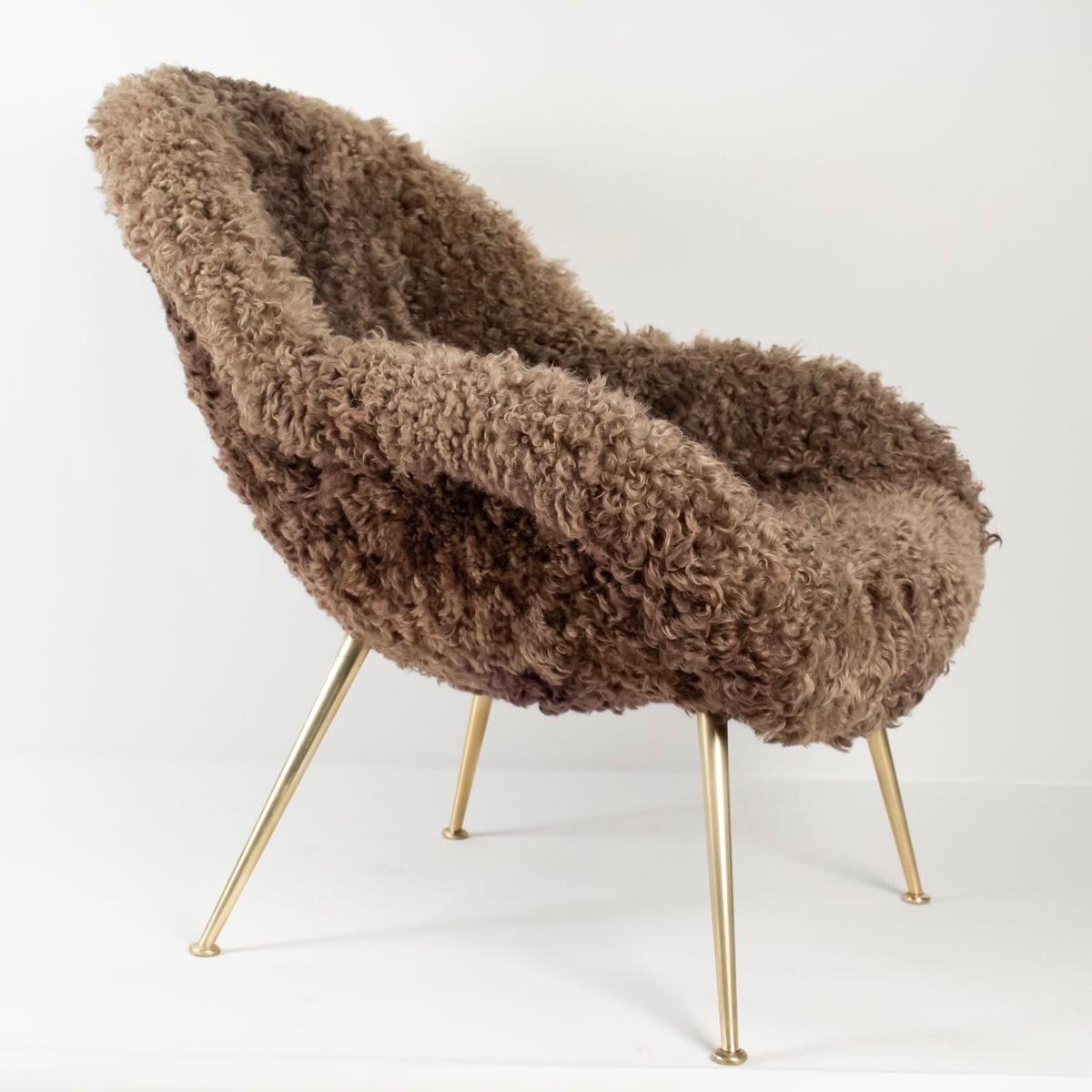 1950s Pair of Fritz Neth Sheep Fur Armchairs In Good Condition In Saint-Ouen, FR