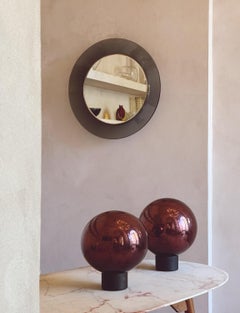 1950s Pair of Giant vintage Burgundy Mirrored Balls