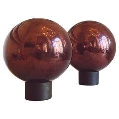 1950s Paire de boules géantes en miroir de Bourgogne vintage