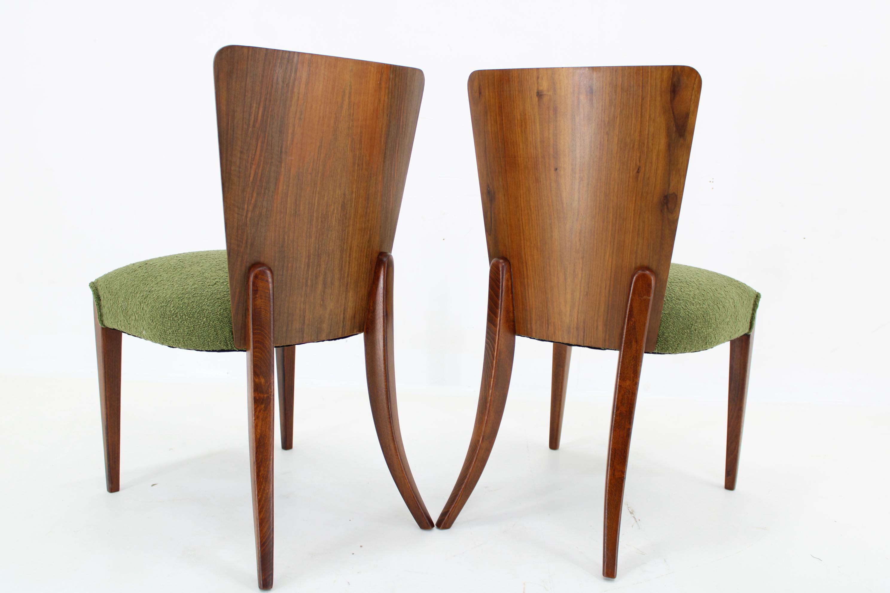 1950s Pair of Halabala Restored Side Chairs H-214 for UP Závody, Czechoslovakia For Sale 1
