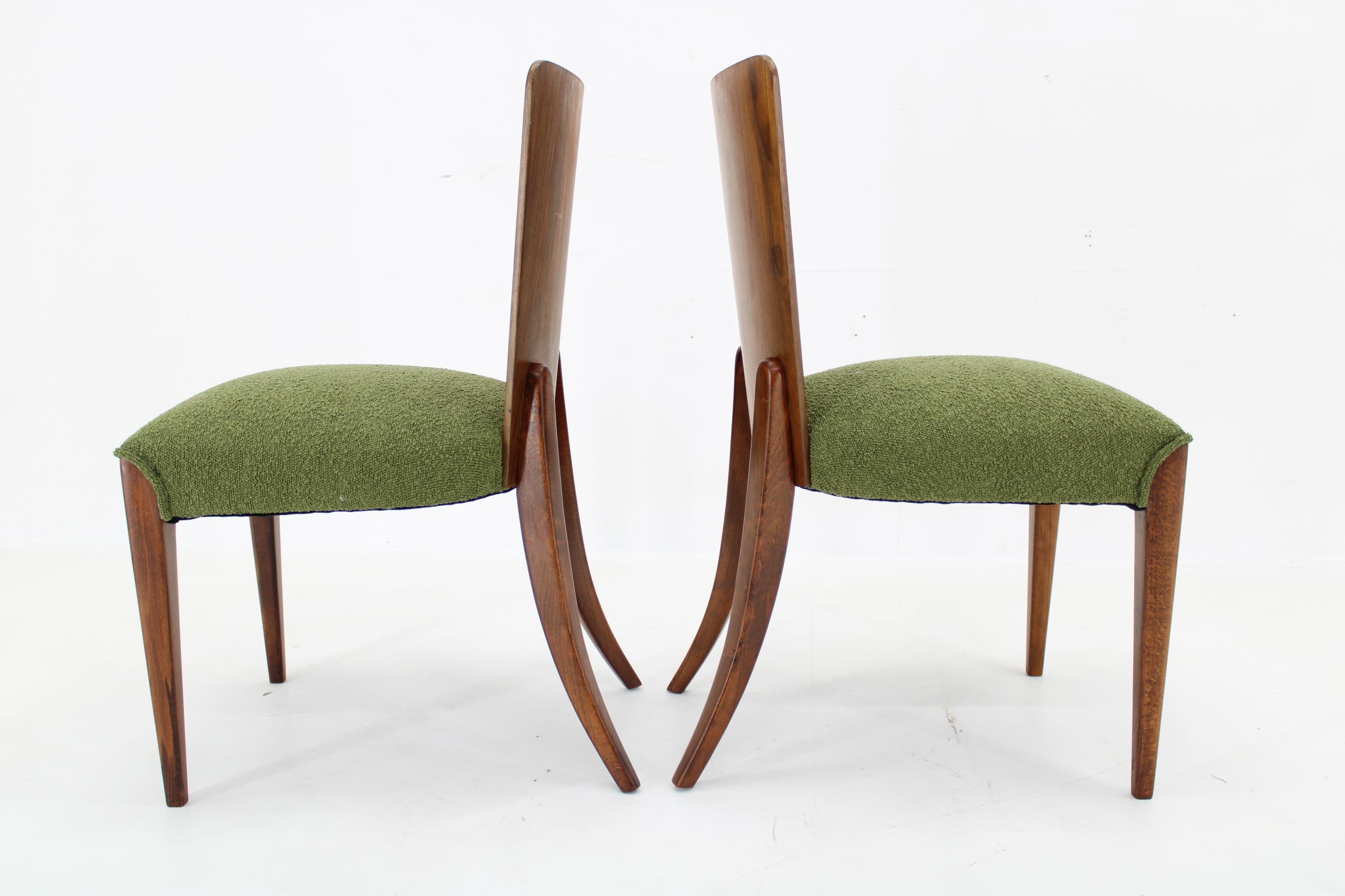 1950s Pair of Halabala Restored Side Chairs H-214 for UP Závody, Czechoslovakia For Sale 2