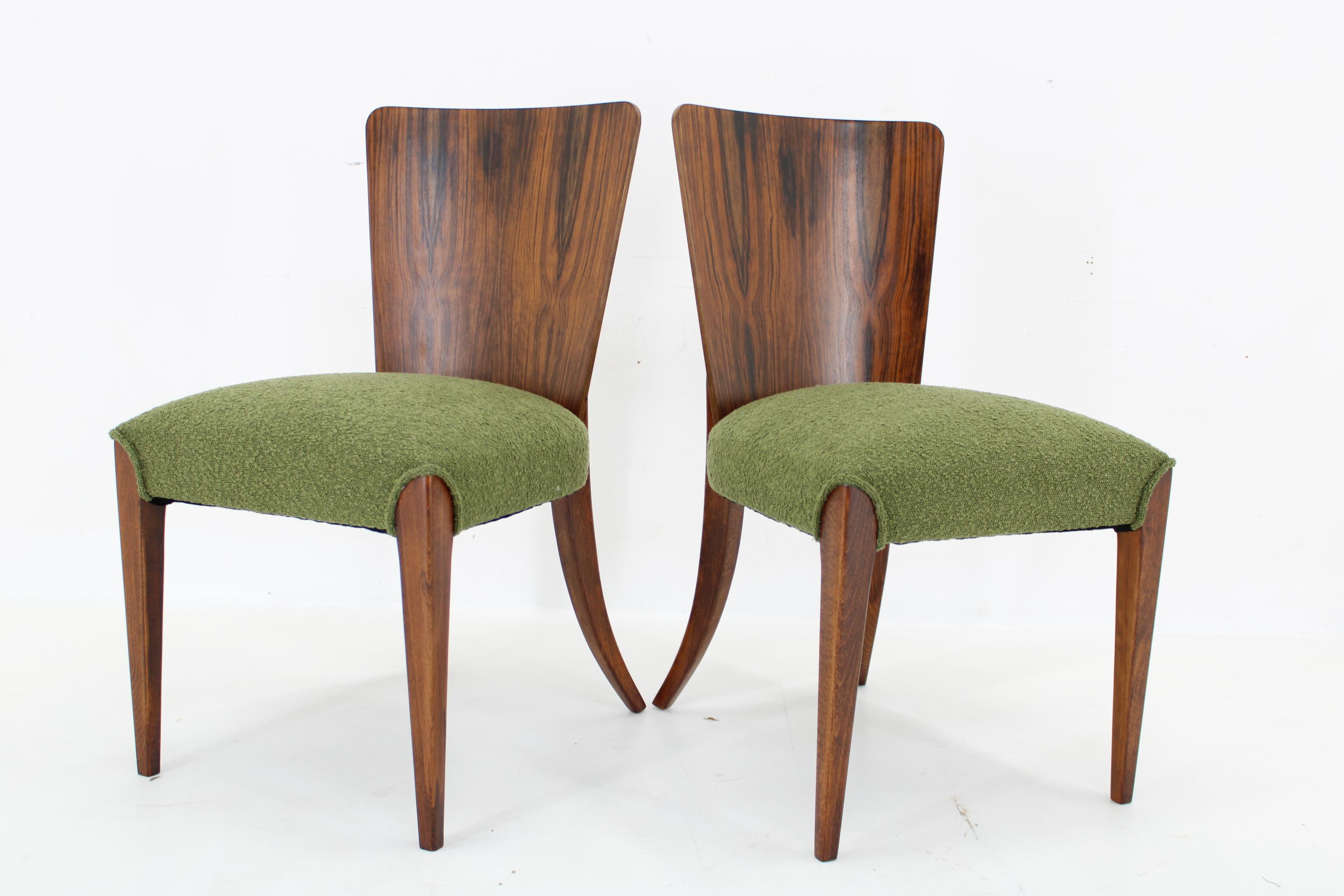 1950s Pair of Halabala Restored Side Chairs H-214 for UP Závody, Czechoslovakia For Sale 3