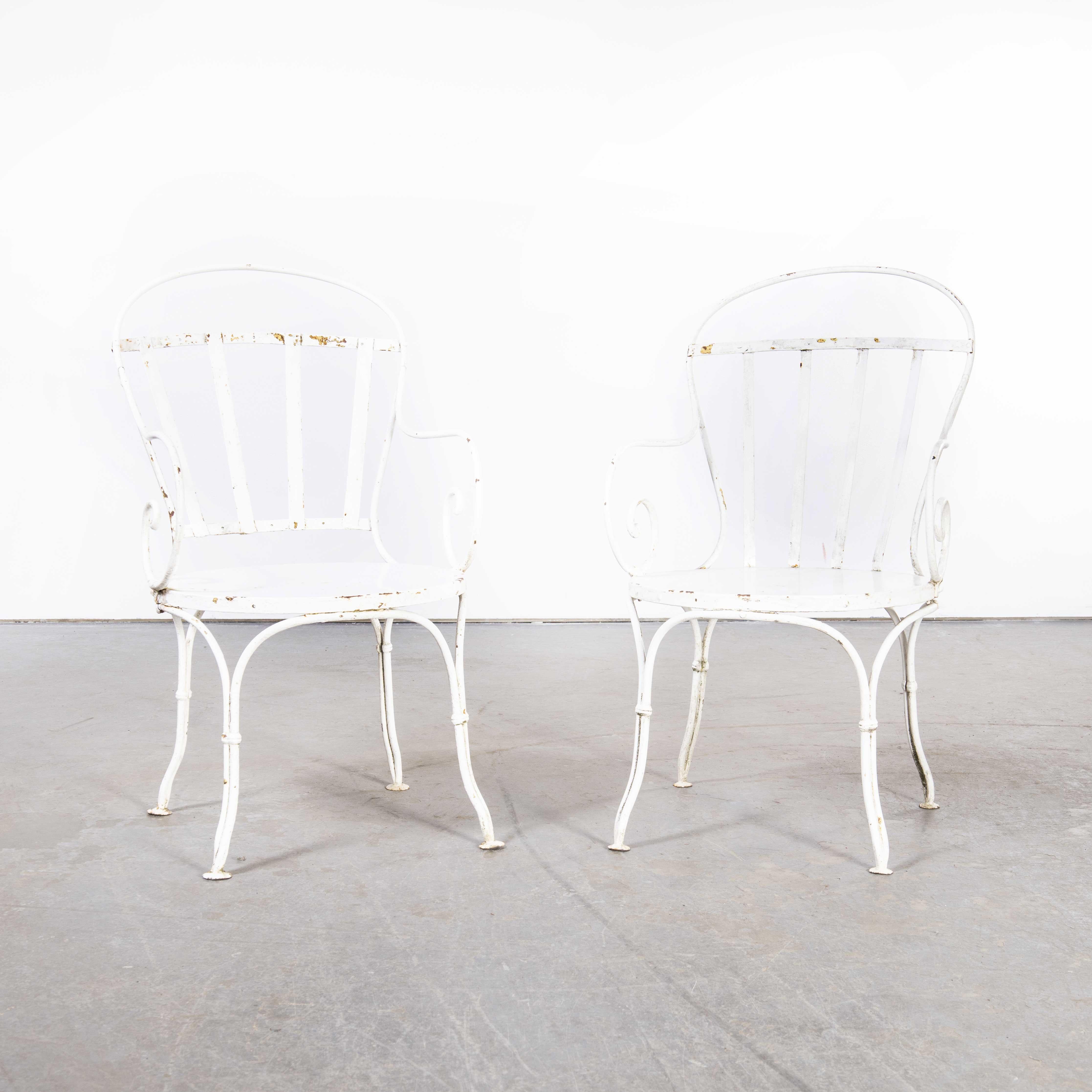 1950's Pair of Hand Wrought French Garden Arm Chairs 2