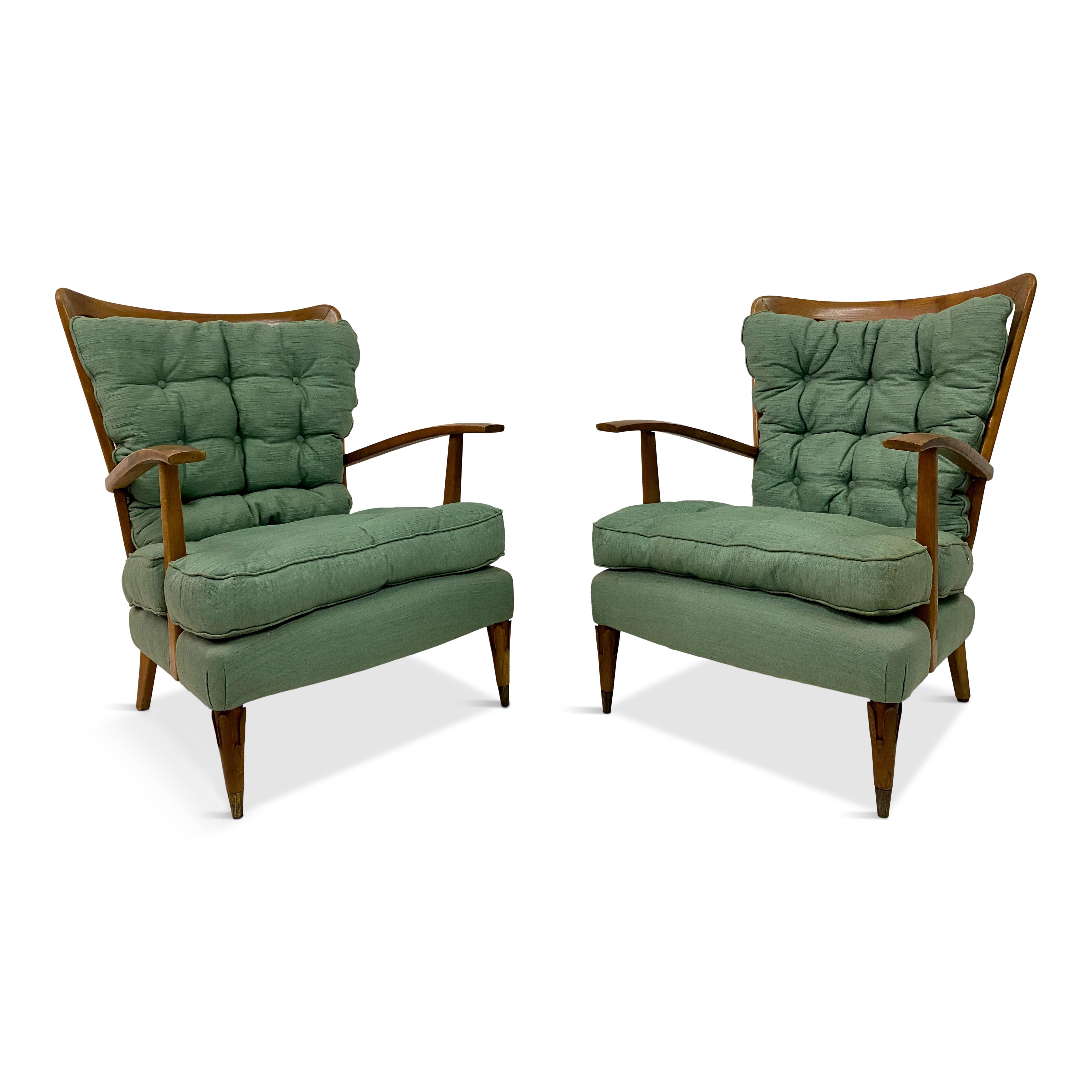 Paar italienische Sessel aus den 1950er Jahren von Paolo Buffa (20. Jahrhundert) im Angebot