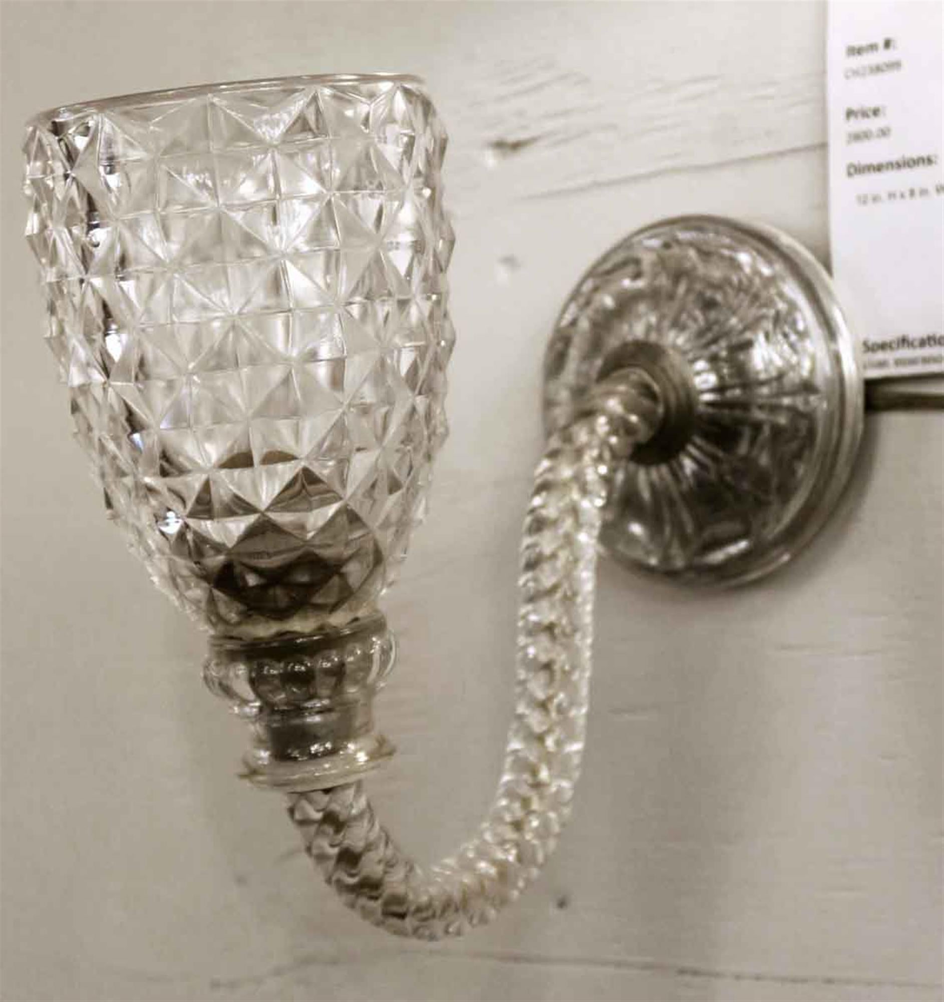 1950s Pair of Italian Cut and Blown Clear Glass Sconces In Good Condition In New York, NY