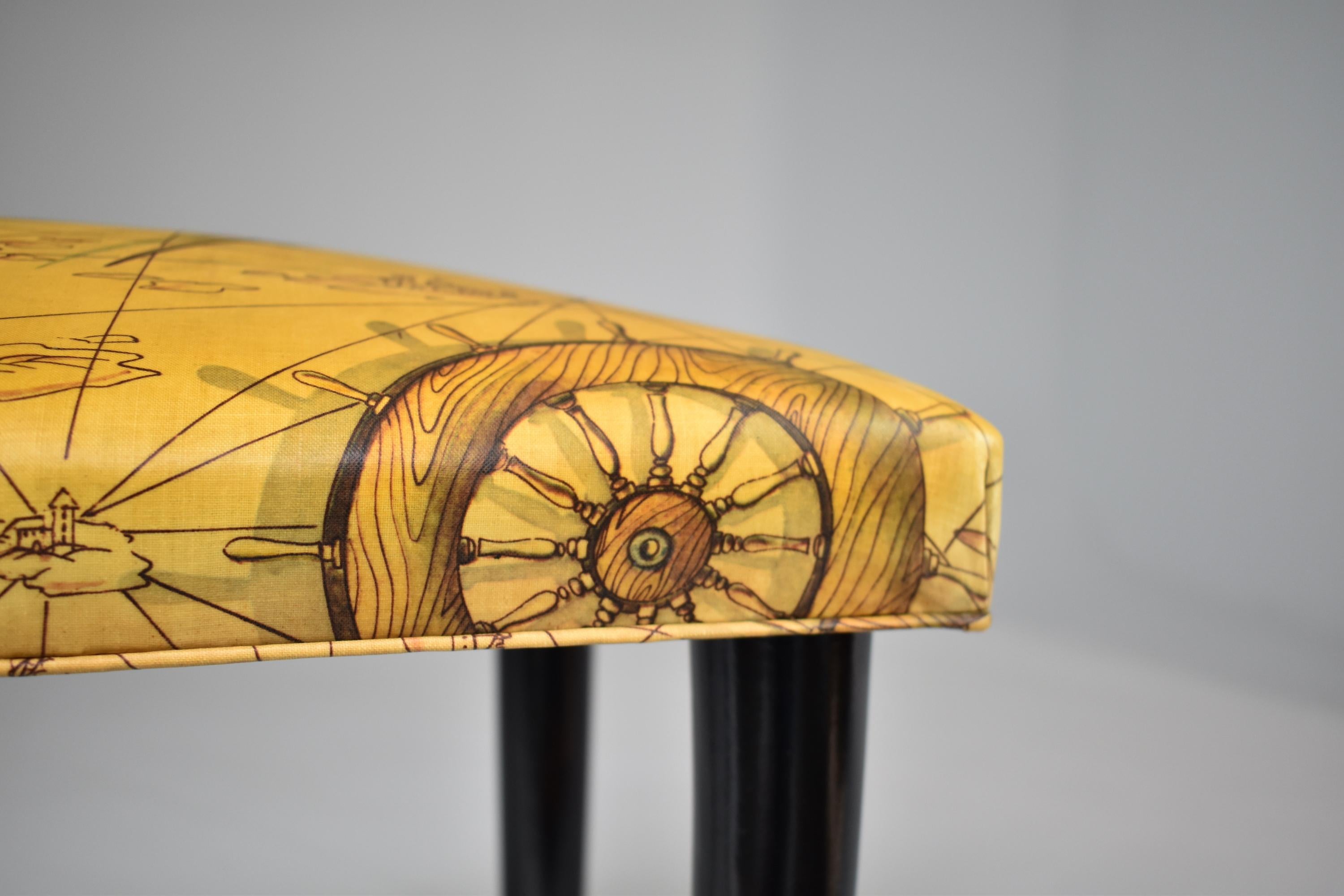 Tabouret de piano italien des années 1950, style nautique du milieu du siècle en vente 6