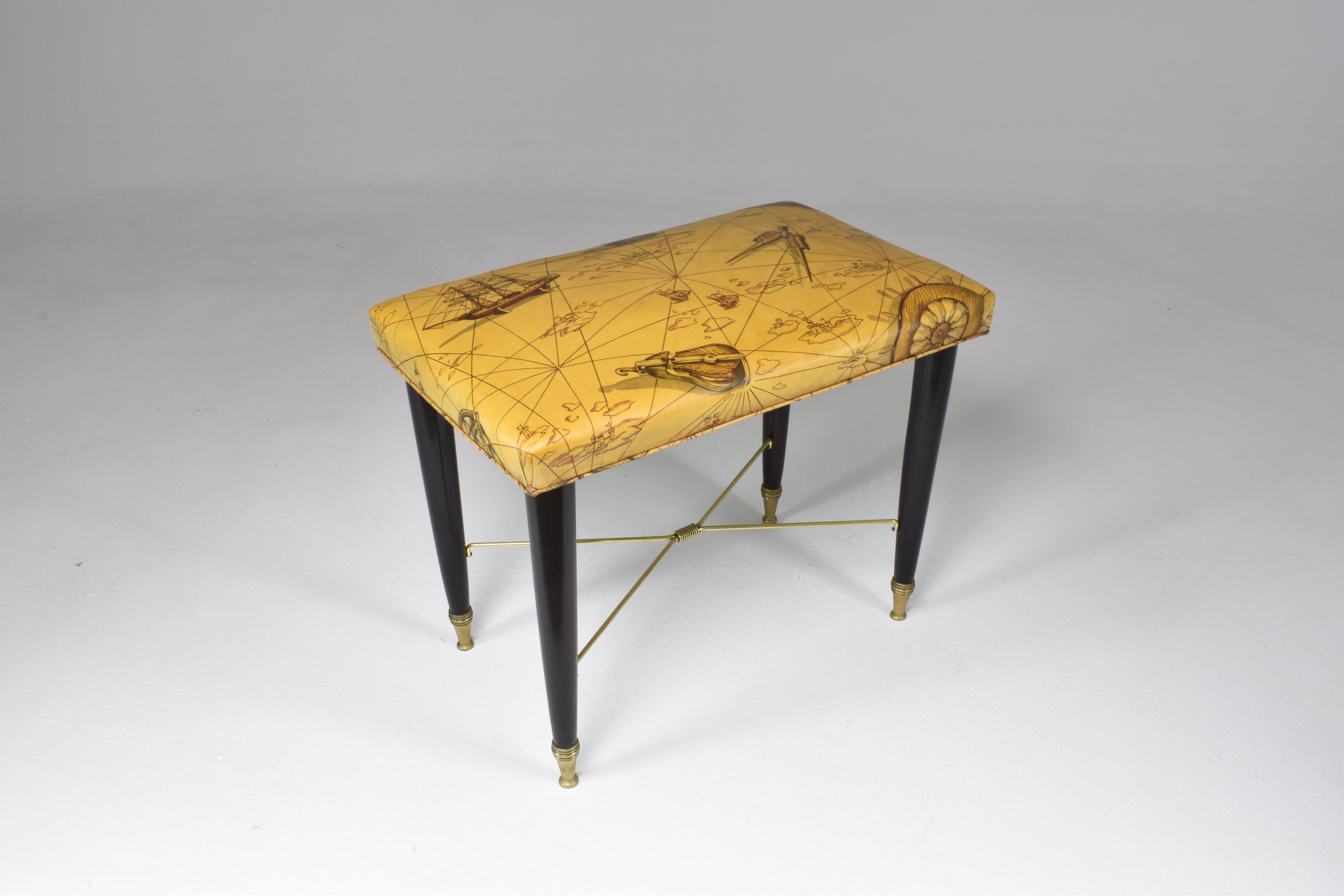 Tabouret de piano italien des années 1950, style nautique du milieu du siècle