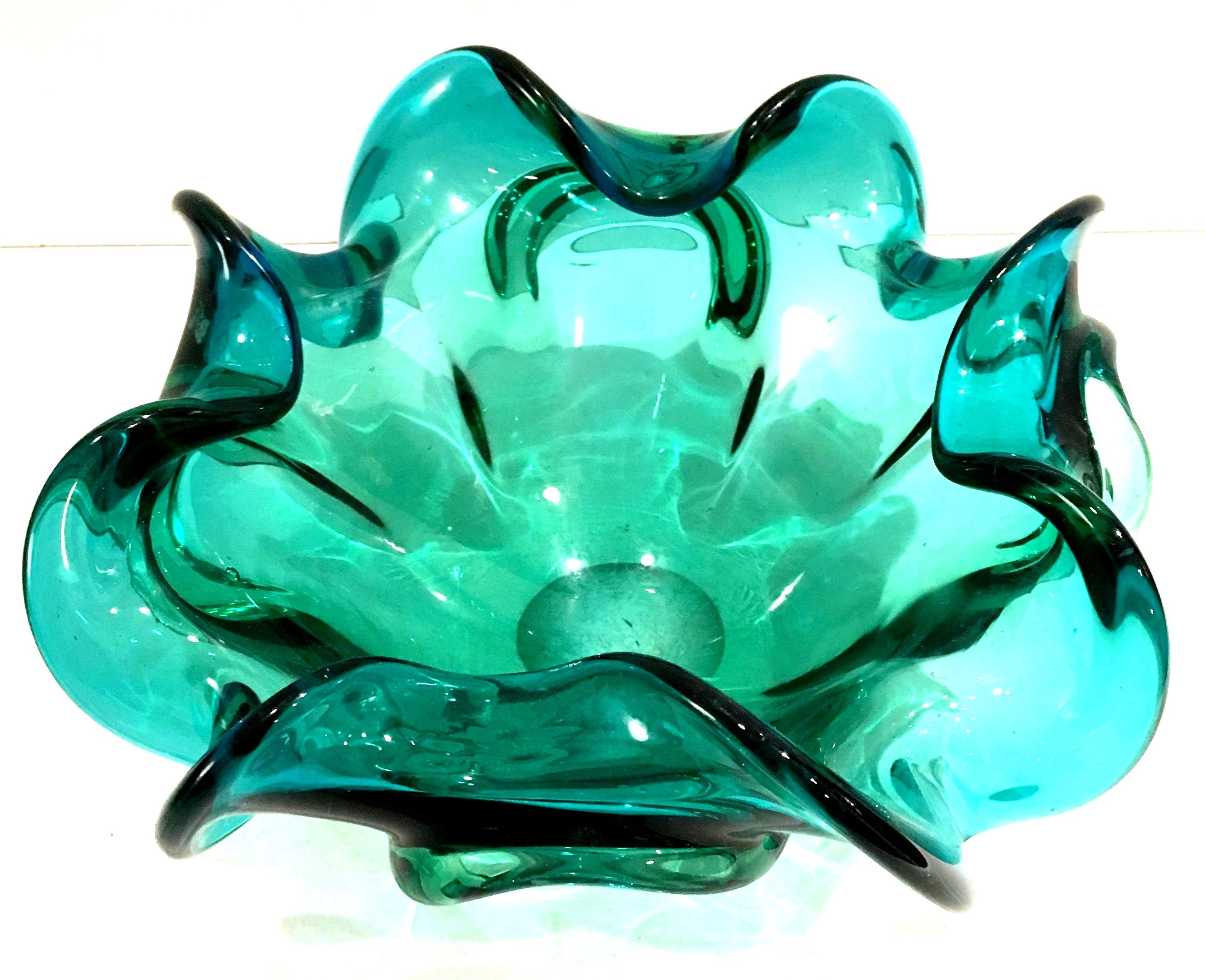 1950'S Pair Of Italian Murano Style Blown Art Glass Ruffle Bowls 4