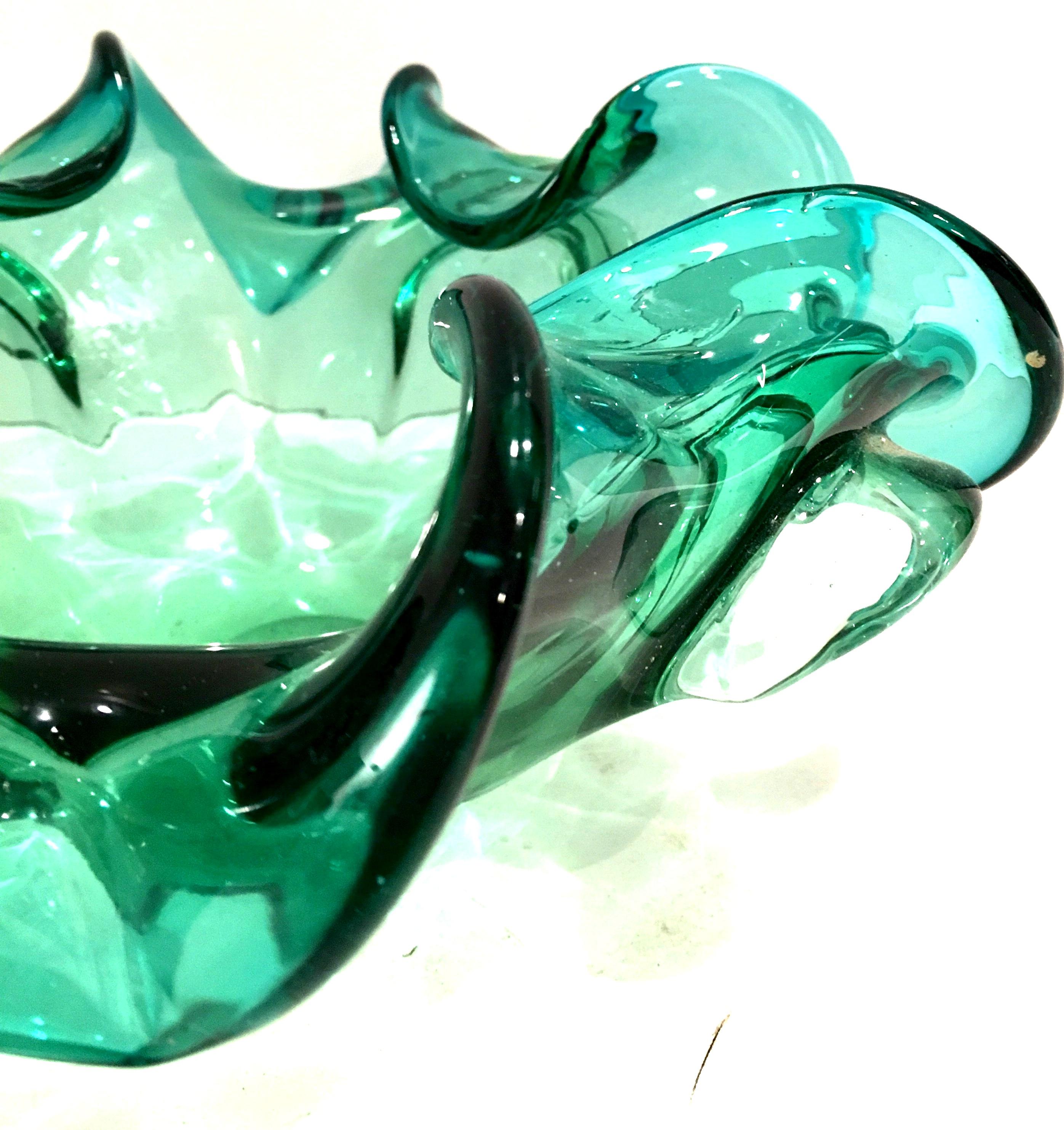 1950'S Pair Of Italian Murano Style Blown Art Glass Ruffle Bowls 6