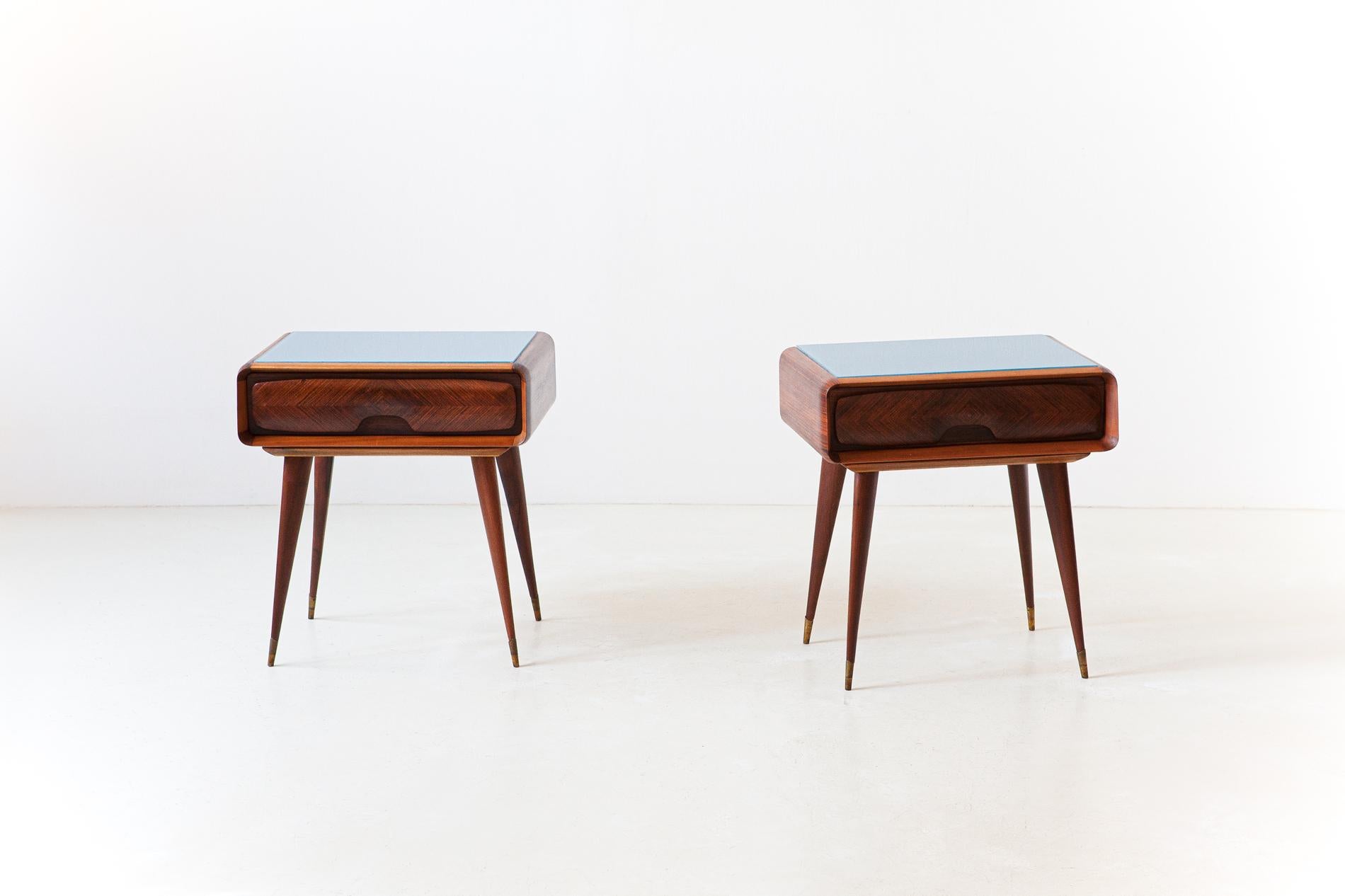 Brass 1950s Pair of Italian Sculptural Nightstands