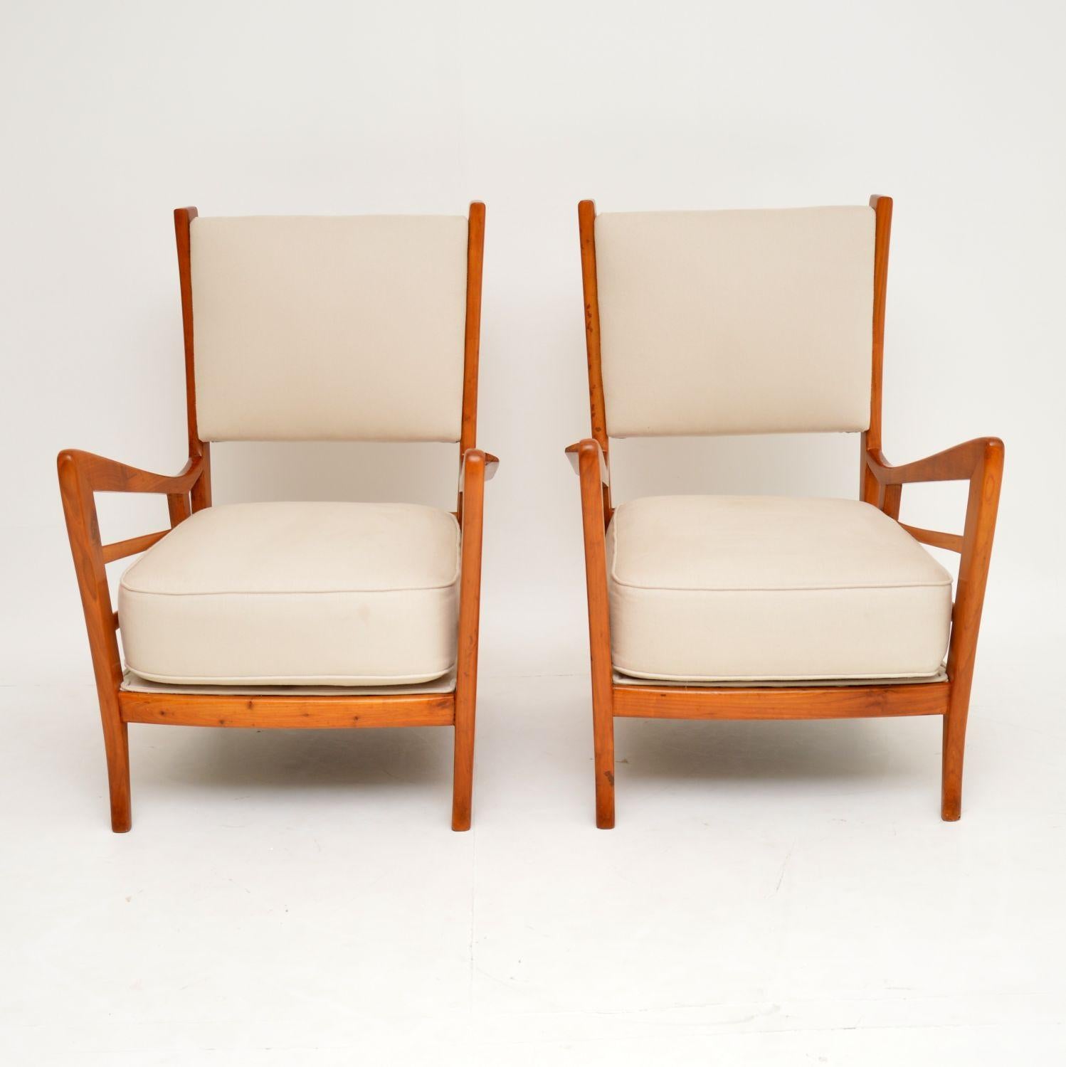 Mid-Century Modern 1950s Pair of Italian Vintage Armchairs