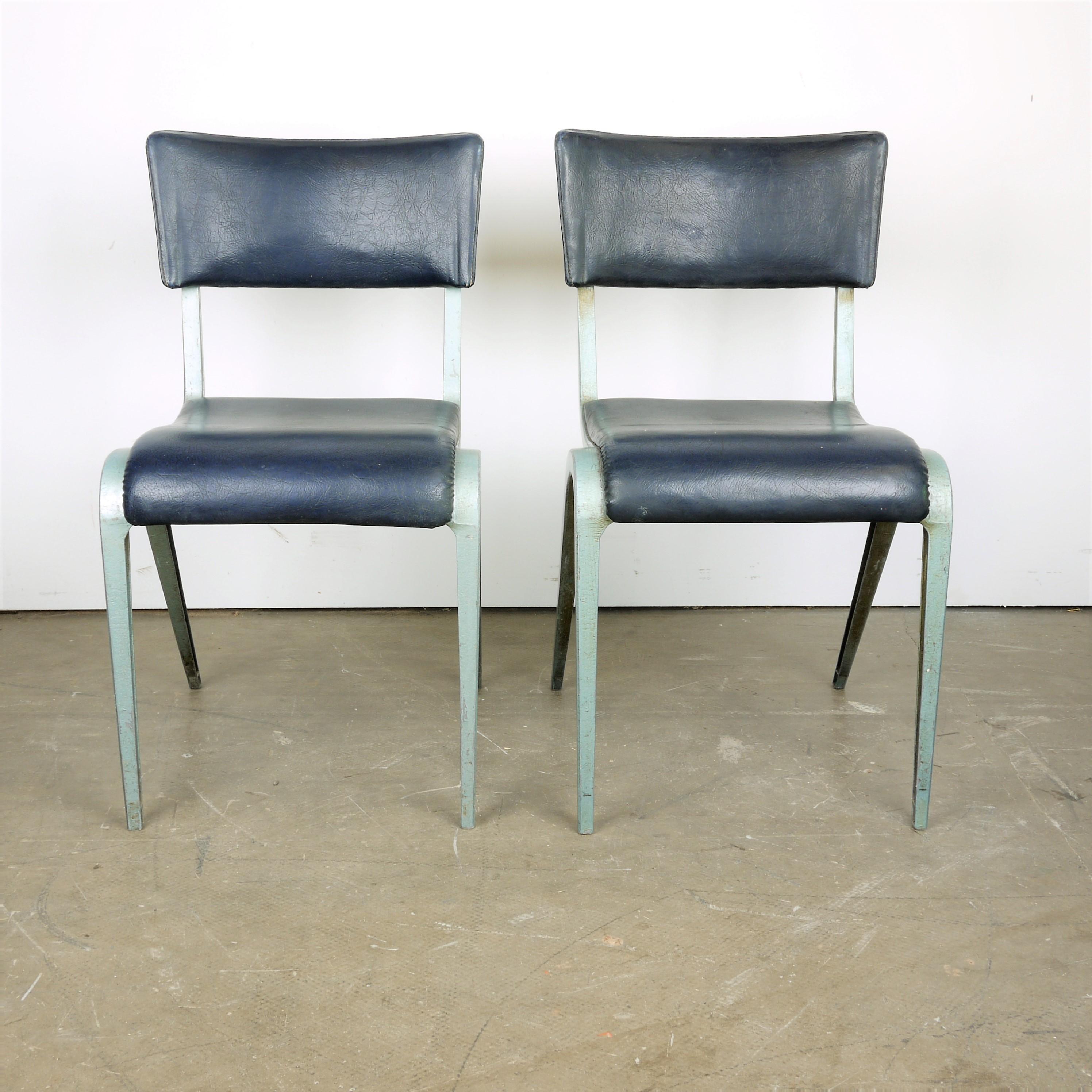 Mid-Century Modern 1950s Pair of James Leonard Esavian ESA Dining/Side Upholstered Chairs