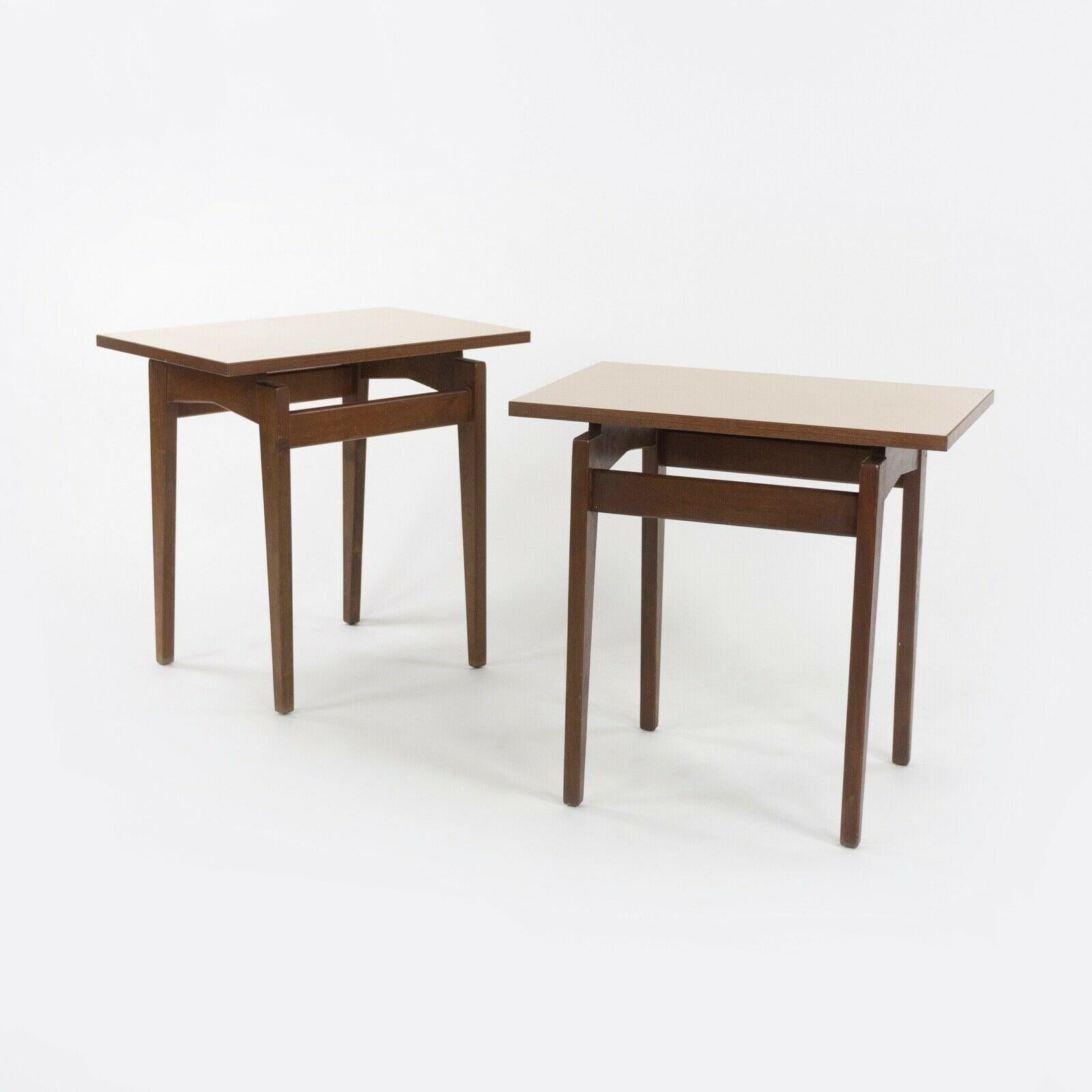 American 1950s Pair of Jens Risom Designs Inc Walnut & Laminate End / Side Table For Sale