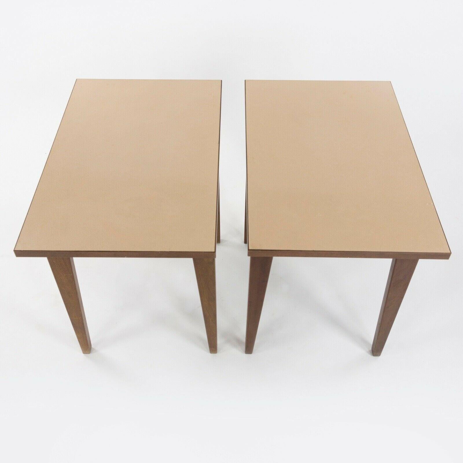 Mid-20th Century 1950s Pair of Jens Risom Designs Inc Walnut & Laminate End / Side Table For Sale