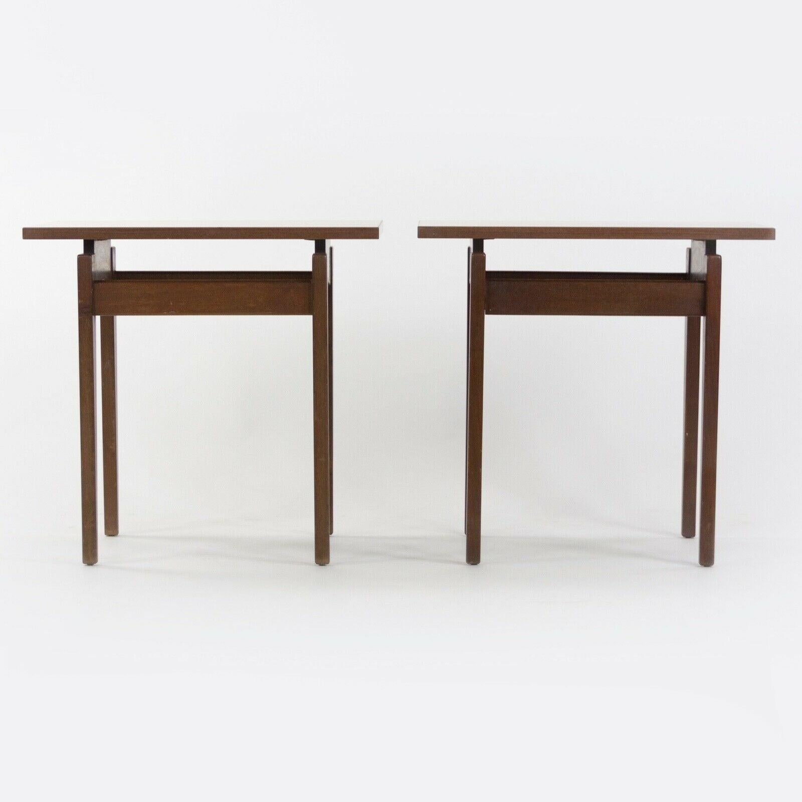 1950s Pair of Jens Risom Designs Inc Walnut & Laminate End / Side Table For Sale 1