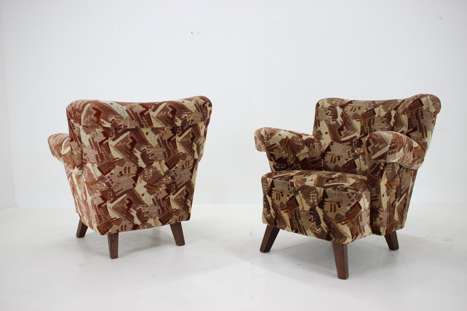 Mid-20th Century 1950s Pair of Large Armchairs, Czechoslovakia For Sale