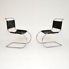 1950's Pair of Leather & Steel Mies Van Der Rohe MR10 Chairs