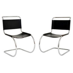 1950's Pair of Leather & Steel Mies Van Der Rohe MR10 Chairs