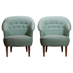 1950s Pair of "Lillasyster" Lounge or Easy Chairs by Carl Malmsten, Sweden