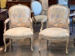 1950s Pair of Louis XV Style Fauteuils