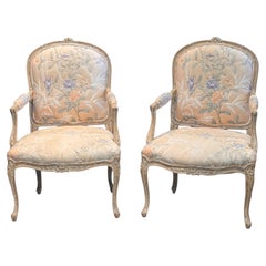 1950s Pair of Louis XV Style Fauteuils