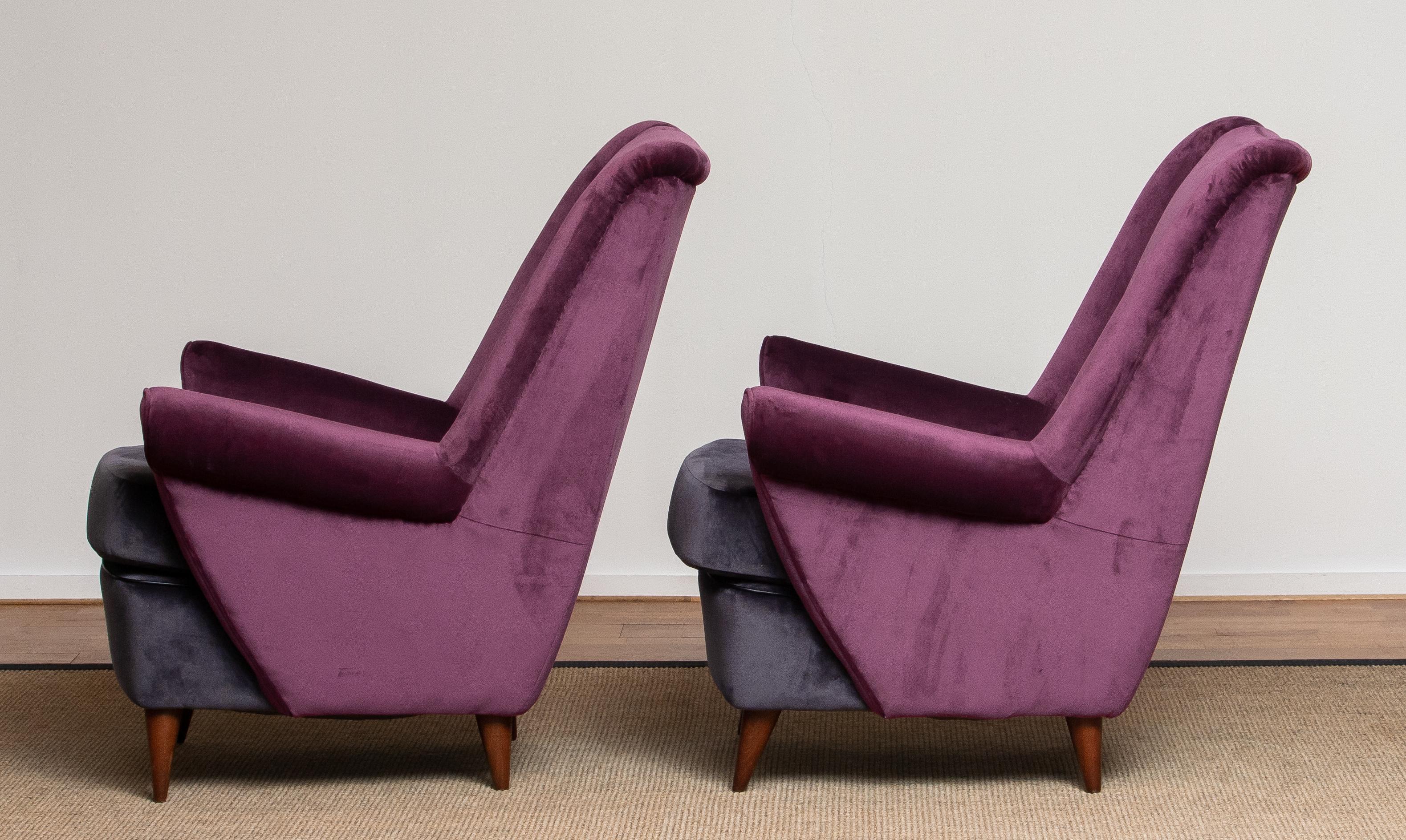 1950s Pair of Lounge / Easy Chairs Designed Gio Ponti Made by ISA Bergamo, Italy 5
