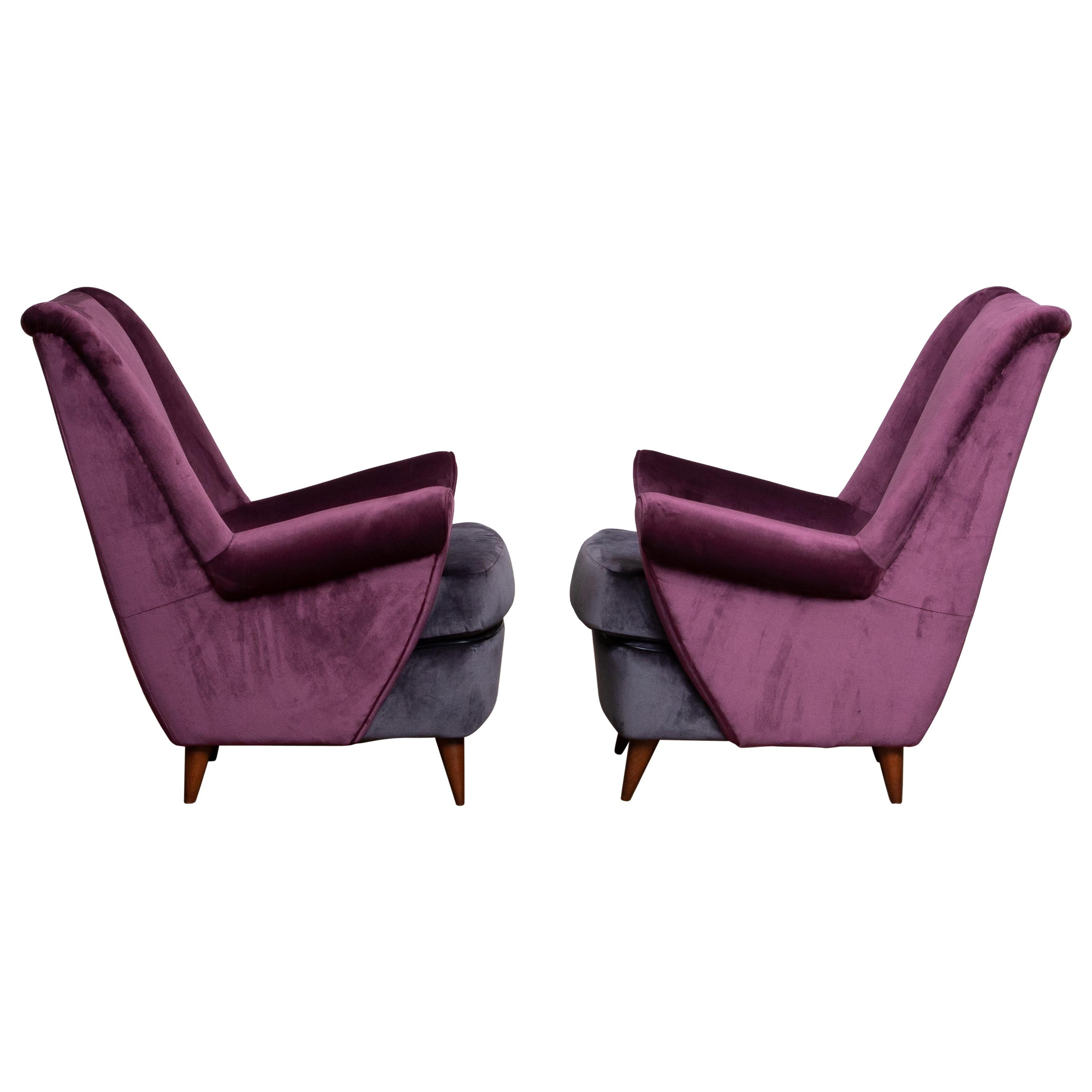 1950s Pair of Lounge / Easy Chairs Designed Gio Ponti Made by ISA Bergamo, Italy