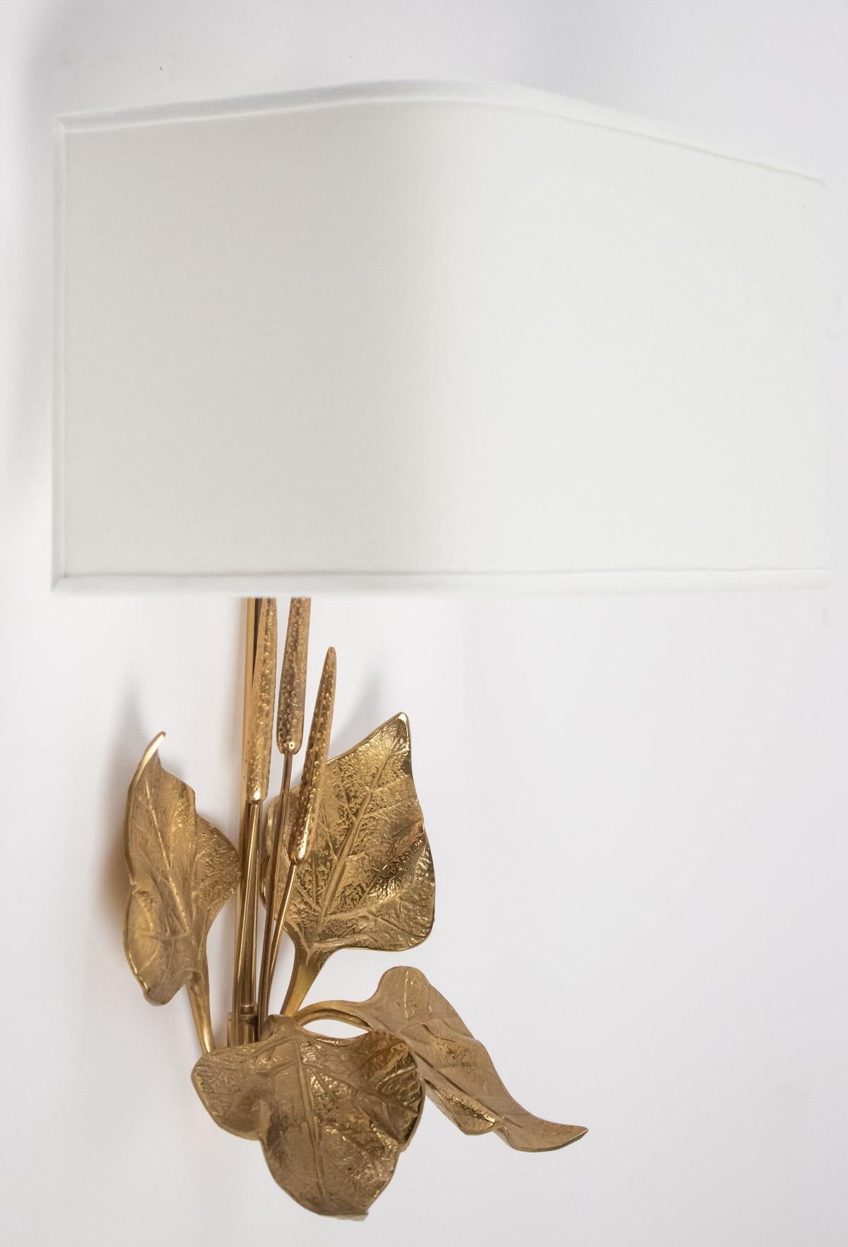 Mid-20th Century 1950s Pair of Maison Charles Foliage Bronze Sconces