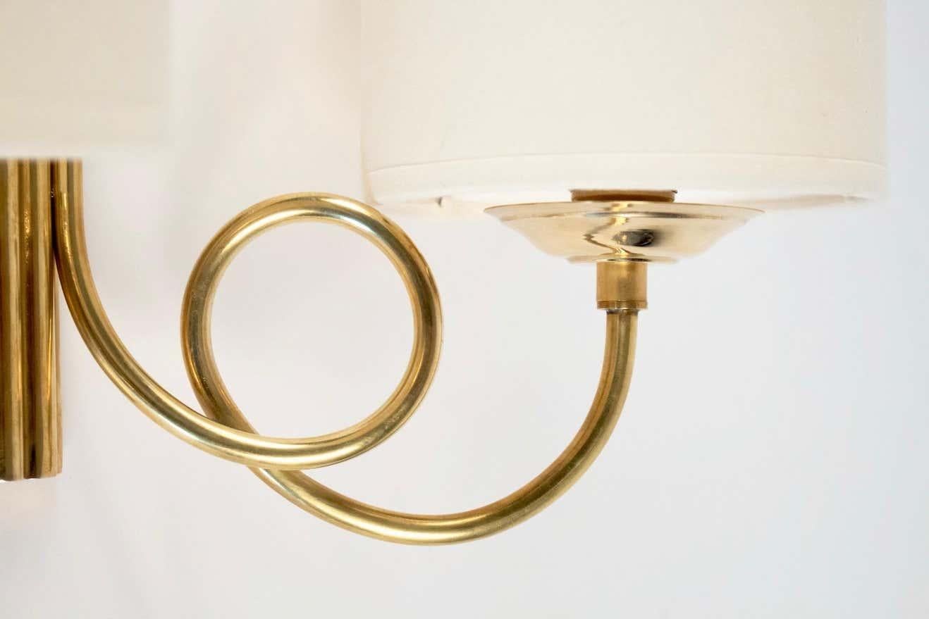 Mid-Century Modern 1950s Pair of Maison Lunel Sconces, Brass and Opaline Glass