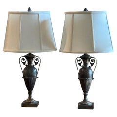 1950s Pair of Marble Urn Lamps