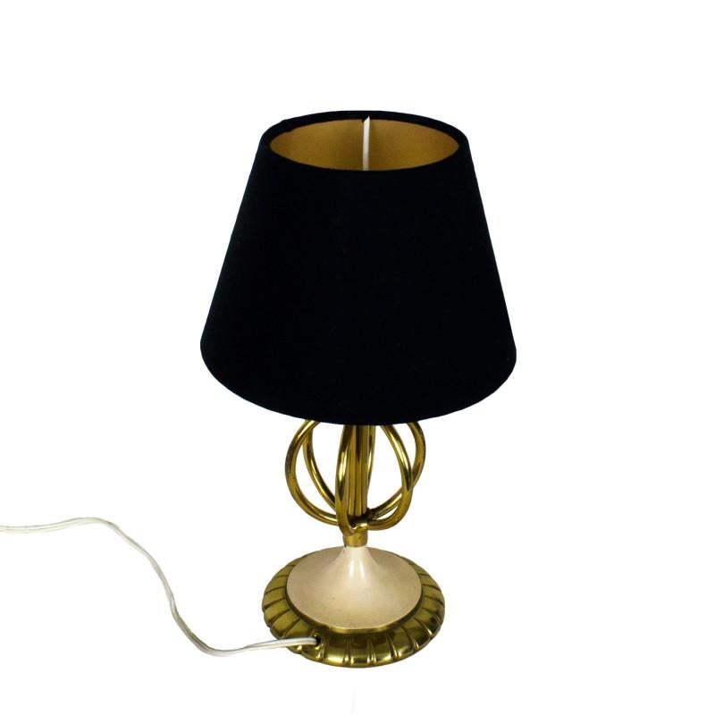 Mid-Century Modern Paire de petites lampes de bureau de style mi-siècle moderne en laiton et acier - France en vente