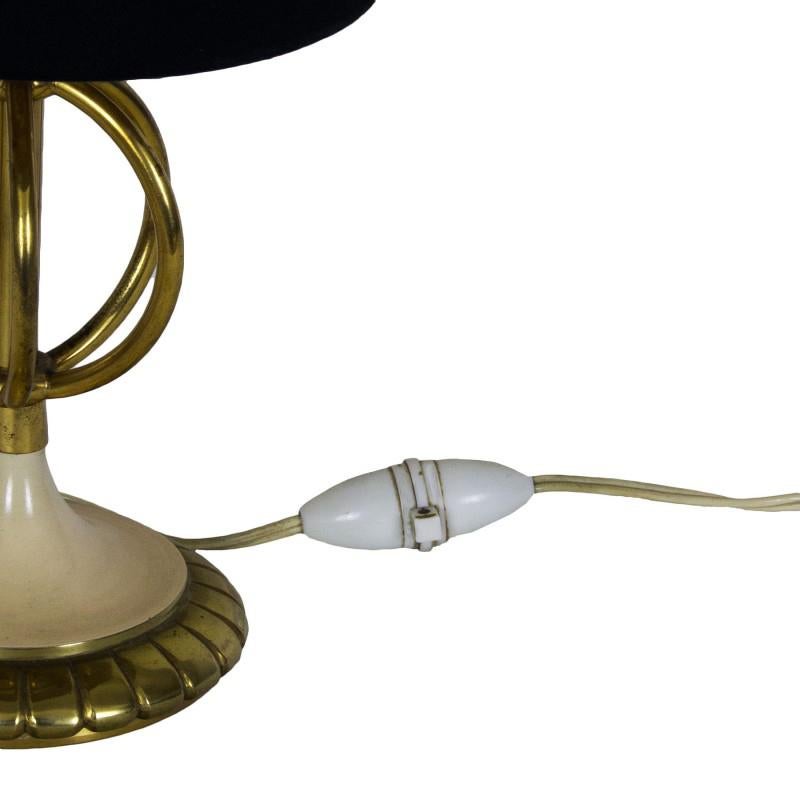 Milieu du XXe siècle Paire de petites lampes de bureau de style mi-siècle moderne en laiton et acier - France en vente