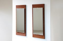 1950's pair of mirrors in reeded wood