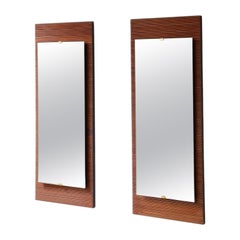 1950's pair of mirrors in reeded wood