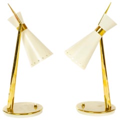 1950s Pair of Modernist Brass Desk Lamps