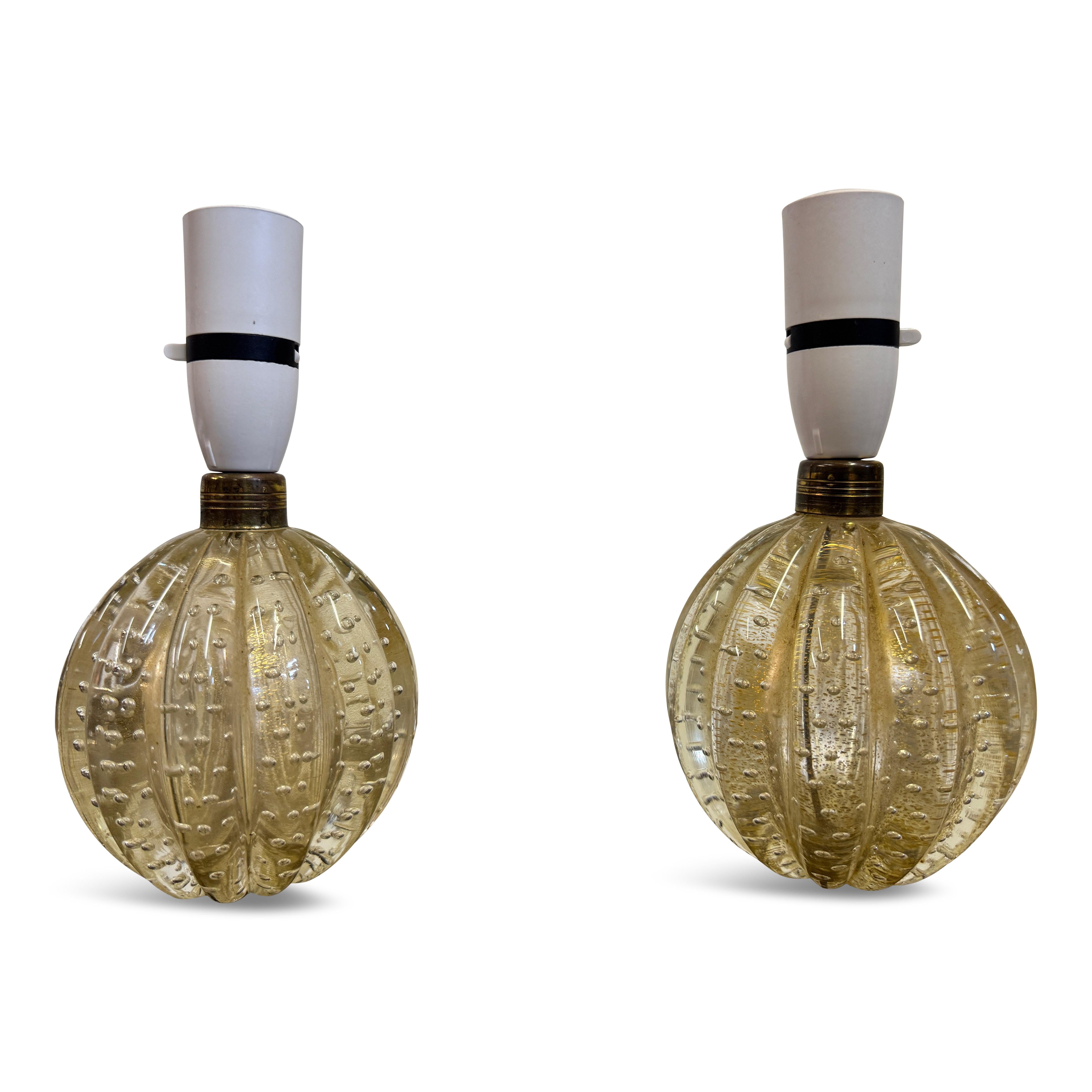 1950s Pair of Murano Bullicante Table Lamps 6