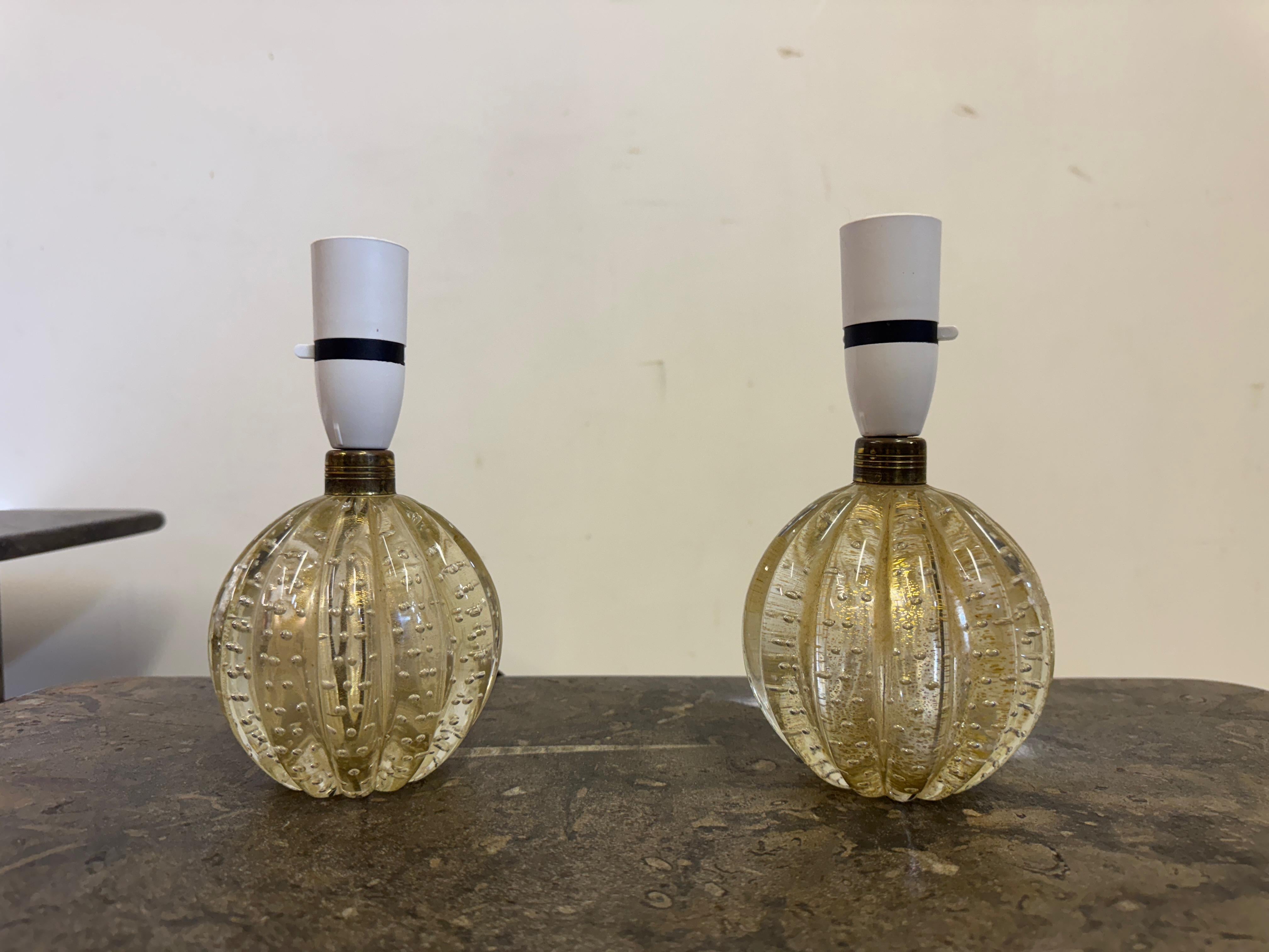 20th Century 1950s Pair of Murano Bullicante Table Lamps