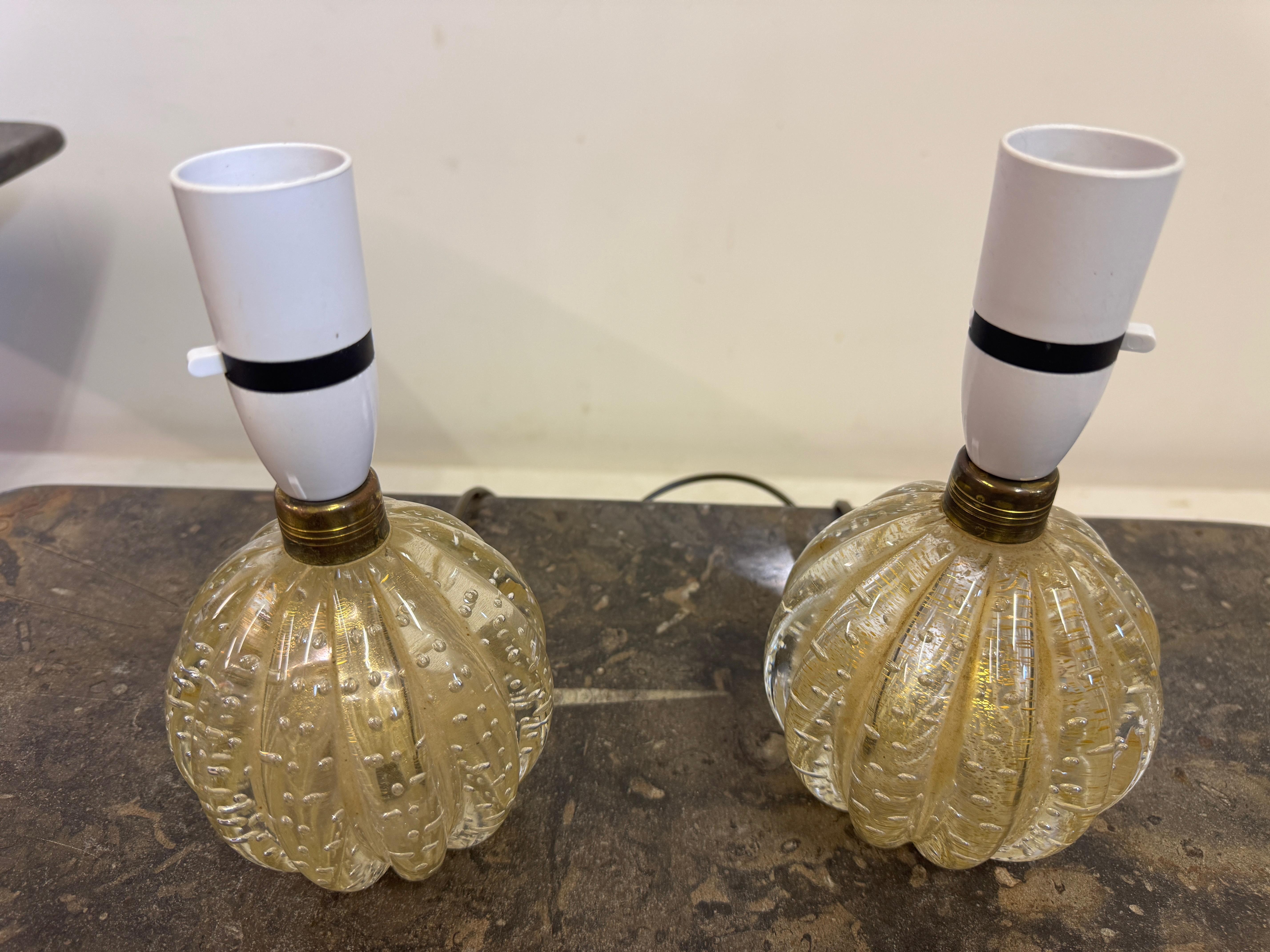 Murano Glass 1950s Pair of Murano Bullicante Table Lamps