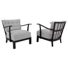 1950s Pair of Oak Armchairs, Czechoslovakia