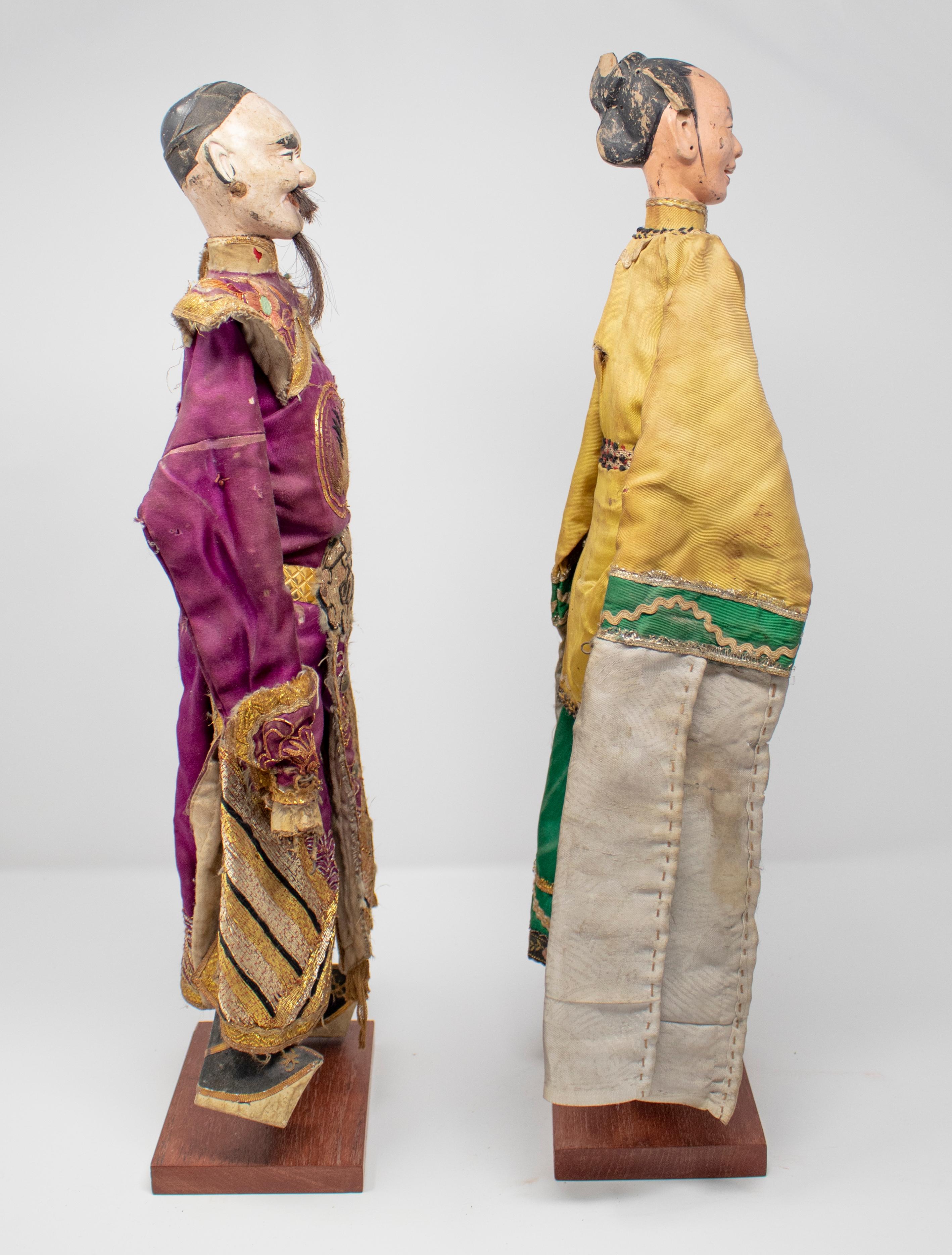 1950s Pair of Oriental Puppet Marionettes with Original Dress For Sale 1