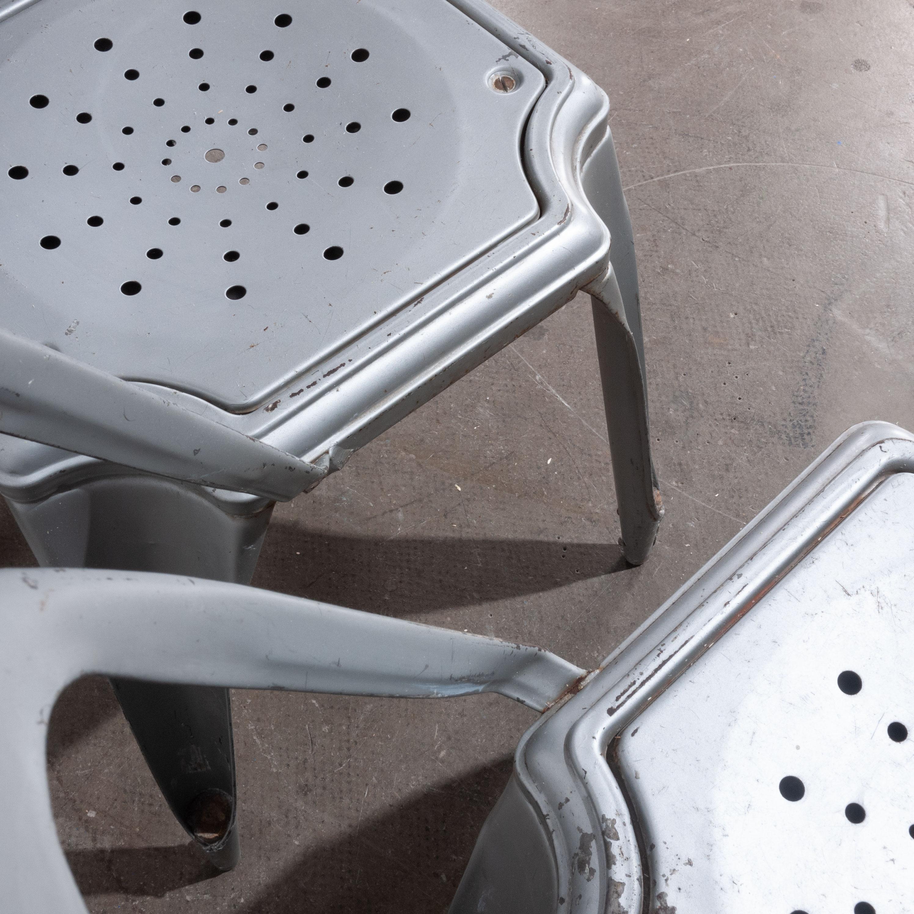 Belgian 1950s Pair Of Original Metal Stacking Fibrocit Dining Chairs For Sale