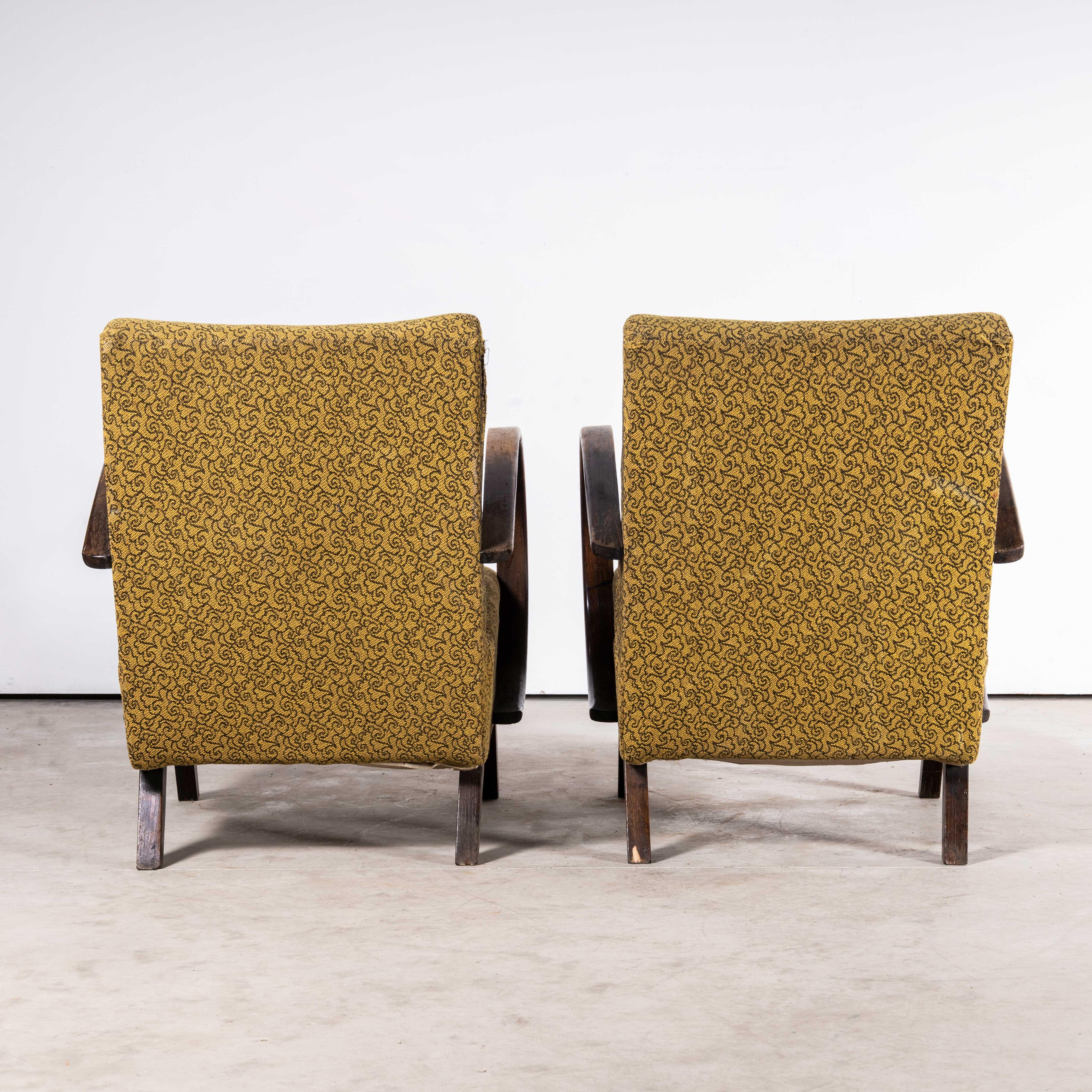 Upholstery 1950's Pair Of Original1950's Patterned Upholstered Armchairs - Jindrich Halabal