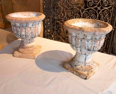 1950s Pair of Ornamental Cups in Patinated Terracotta, France.